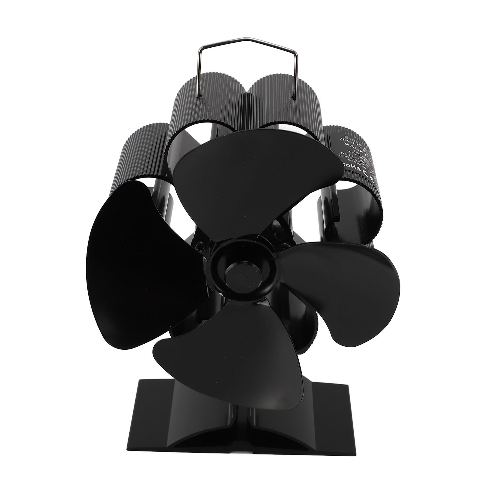 4 Blade Wood Stove Fan Anodized Aluminum Alloy Quiet Efficient Heat Powered