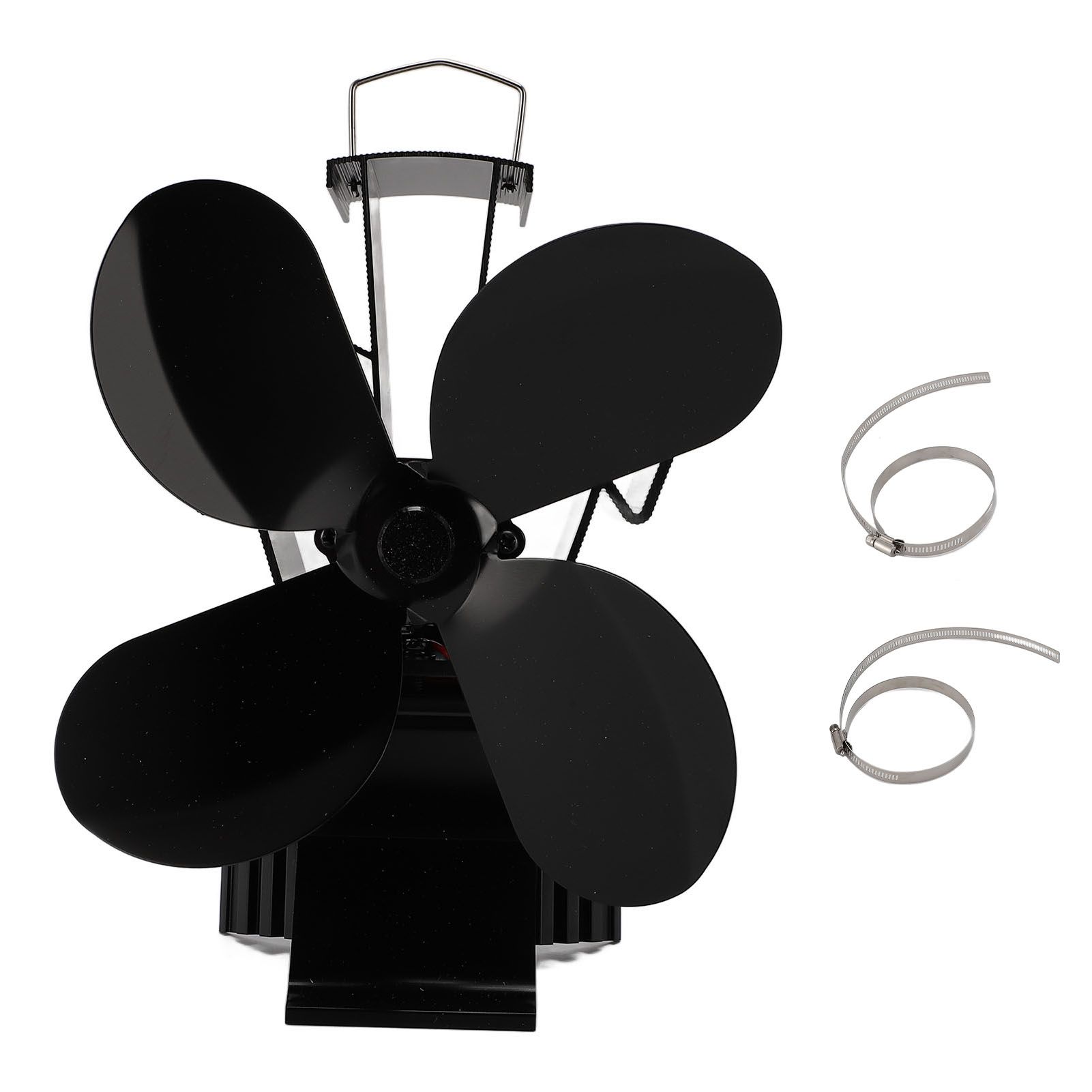 4 Leaf Fireplace Fan with Magnetic Temperature Gauge Heat Powered Air view 3