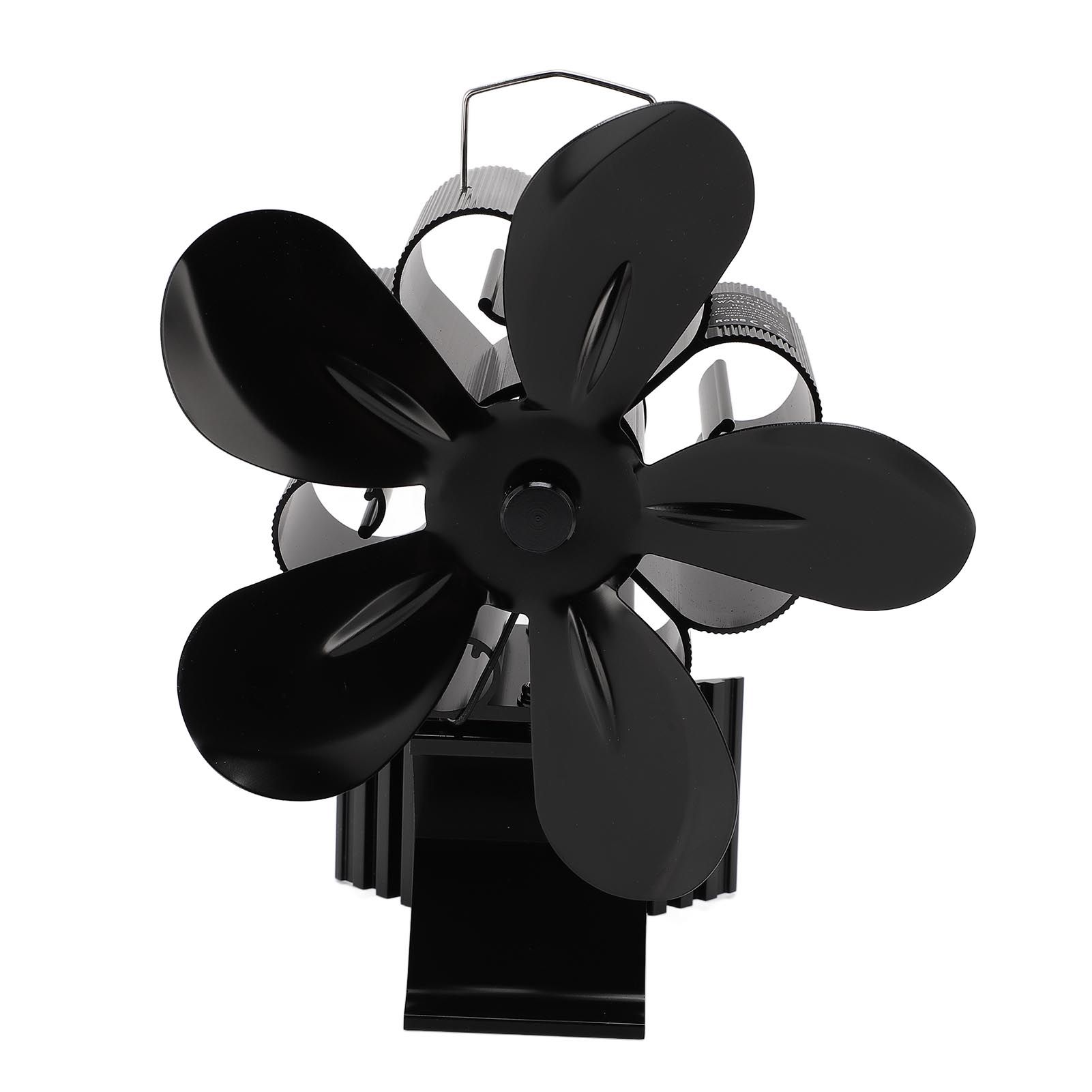 Wood Stove Fan Heat Powered Non Electric 5 Blades with Magnetic Thermometer view 4