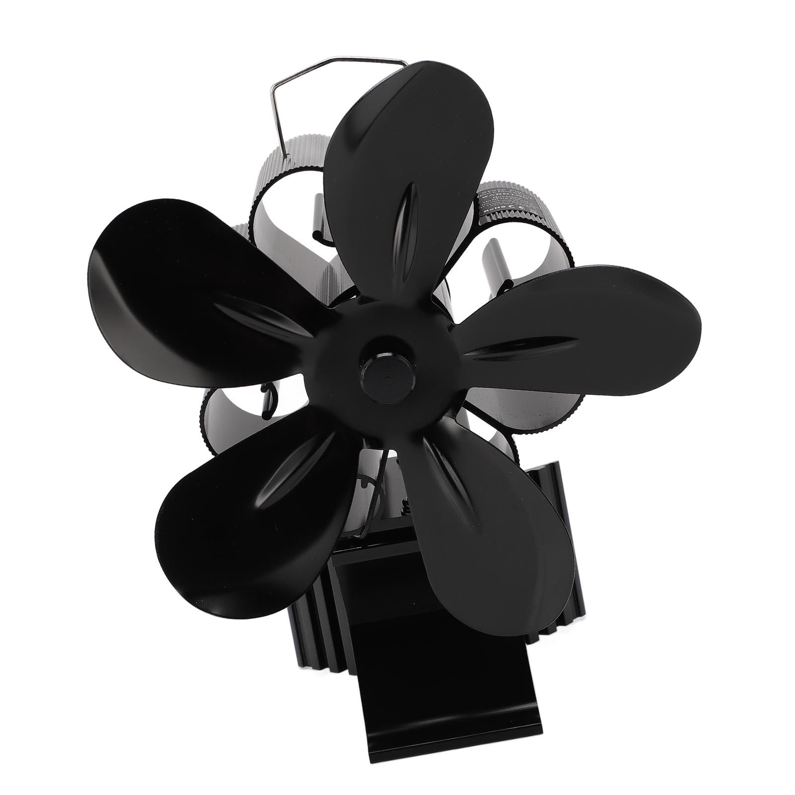 Wood Stove Fan Heat Powered Non Electric 5 Blades with Magnetic Thermometer view 8