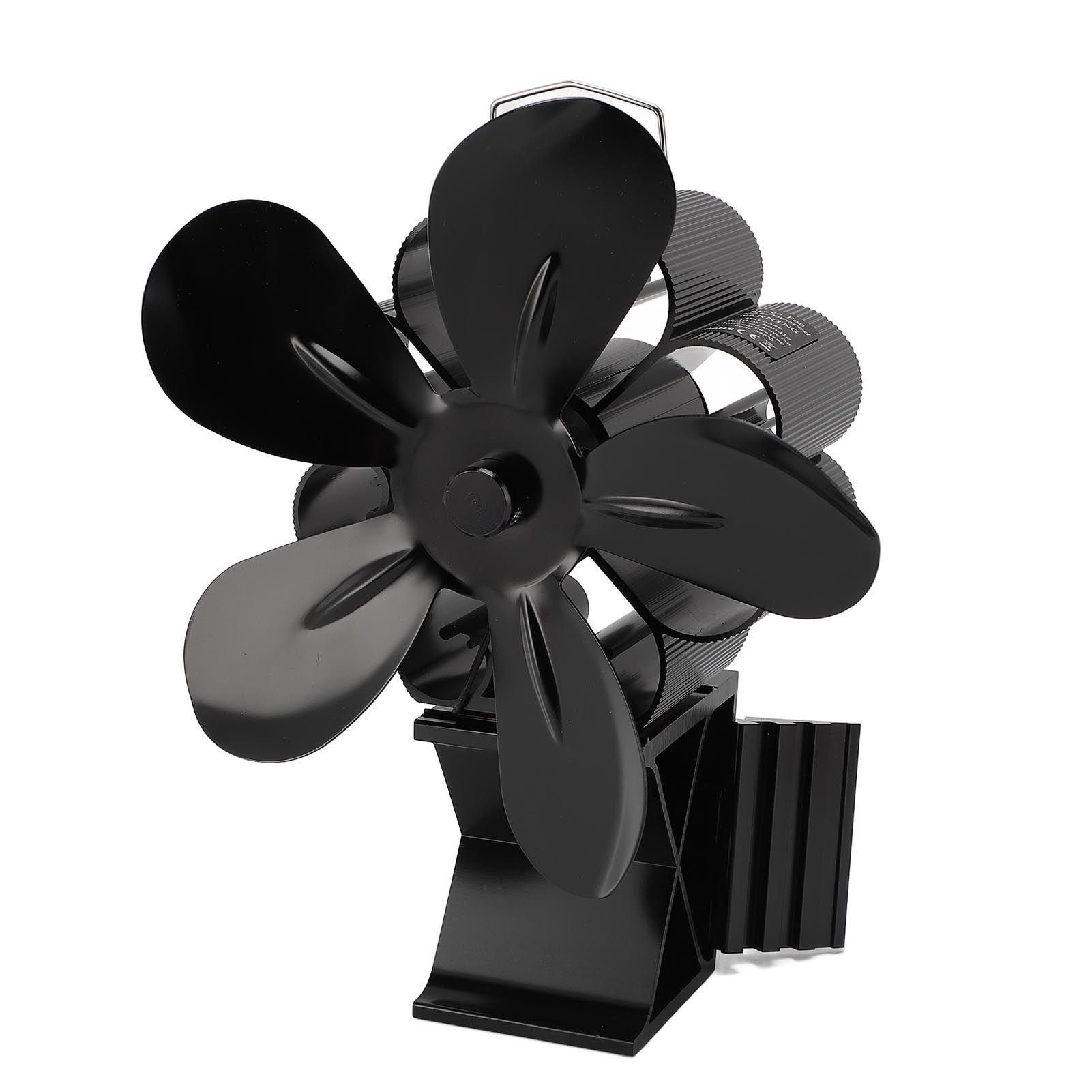 Wood Stove Fan Heat Powered Non Electric 5 Blades with Magnetic Thermometer view 10
