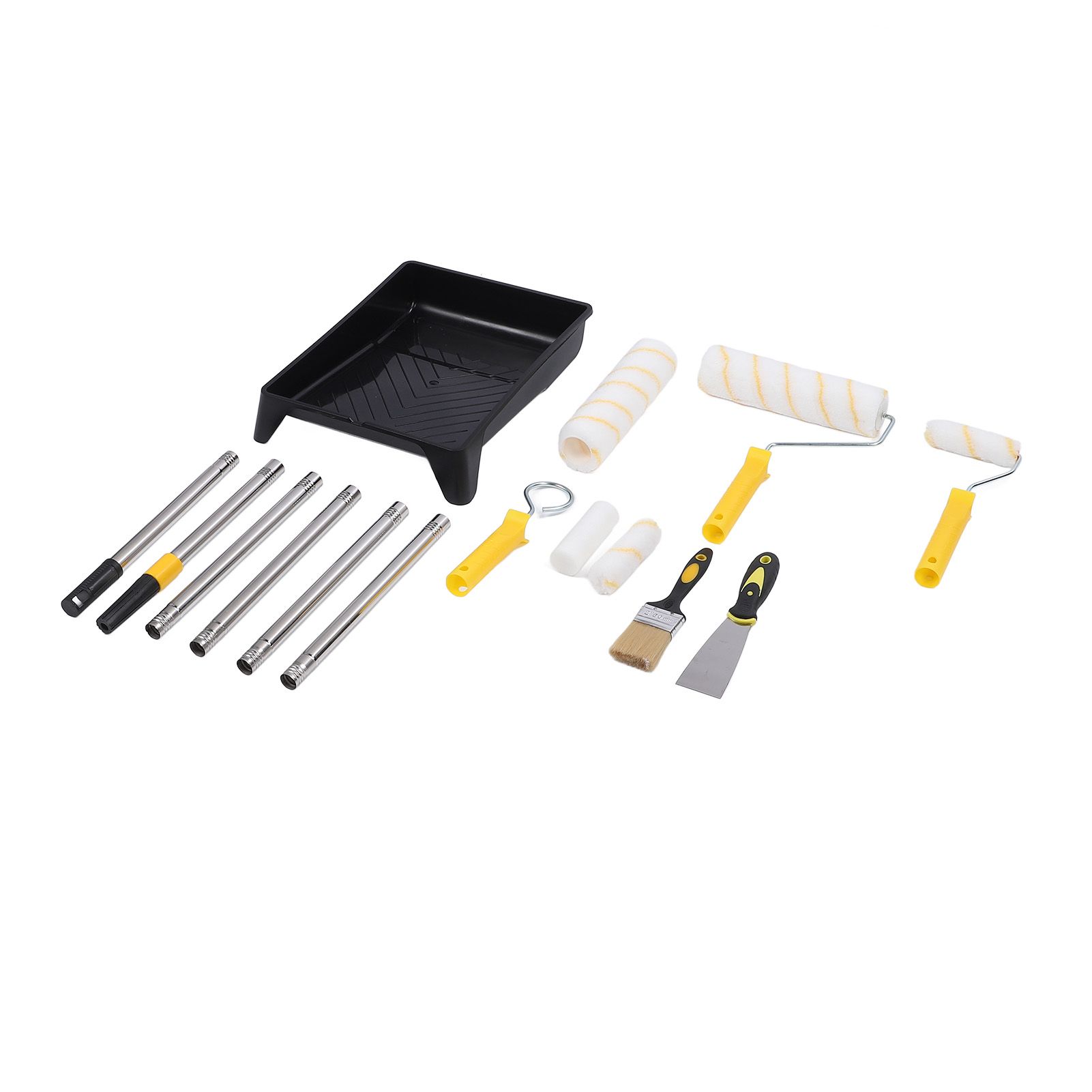 Paint Roller Kit with Covers Stainless Steel Rods Brush Tray Professional Wall view 4