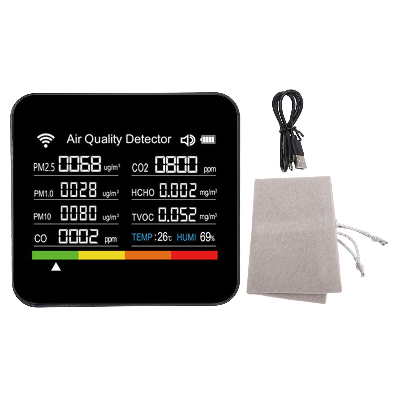 Smart Air Quality Meter 14 in 1 HCHO PM2.5 VOC Temperature Humidity Detector view 3