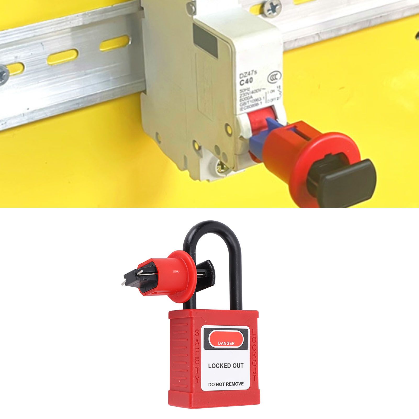 Miniature Circuit Breaker Lockout Breaker Switch Lock with Padlock and 2 Keys view 12