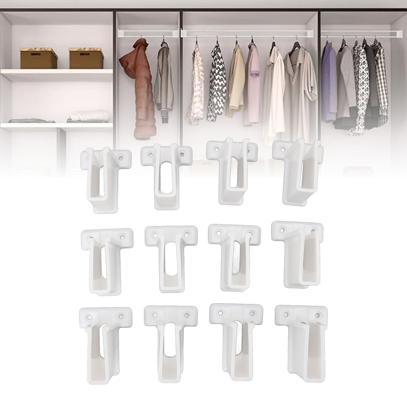 12 Pcs Wire Shelf End Bracket White Plastic Strong Load Bearing Closet Shelf view 11