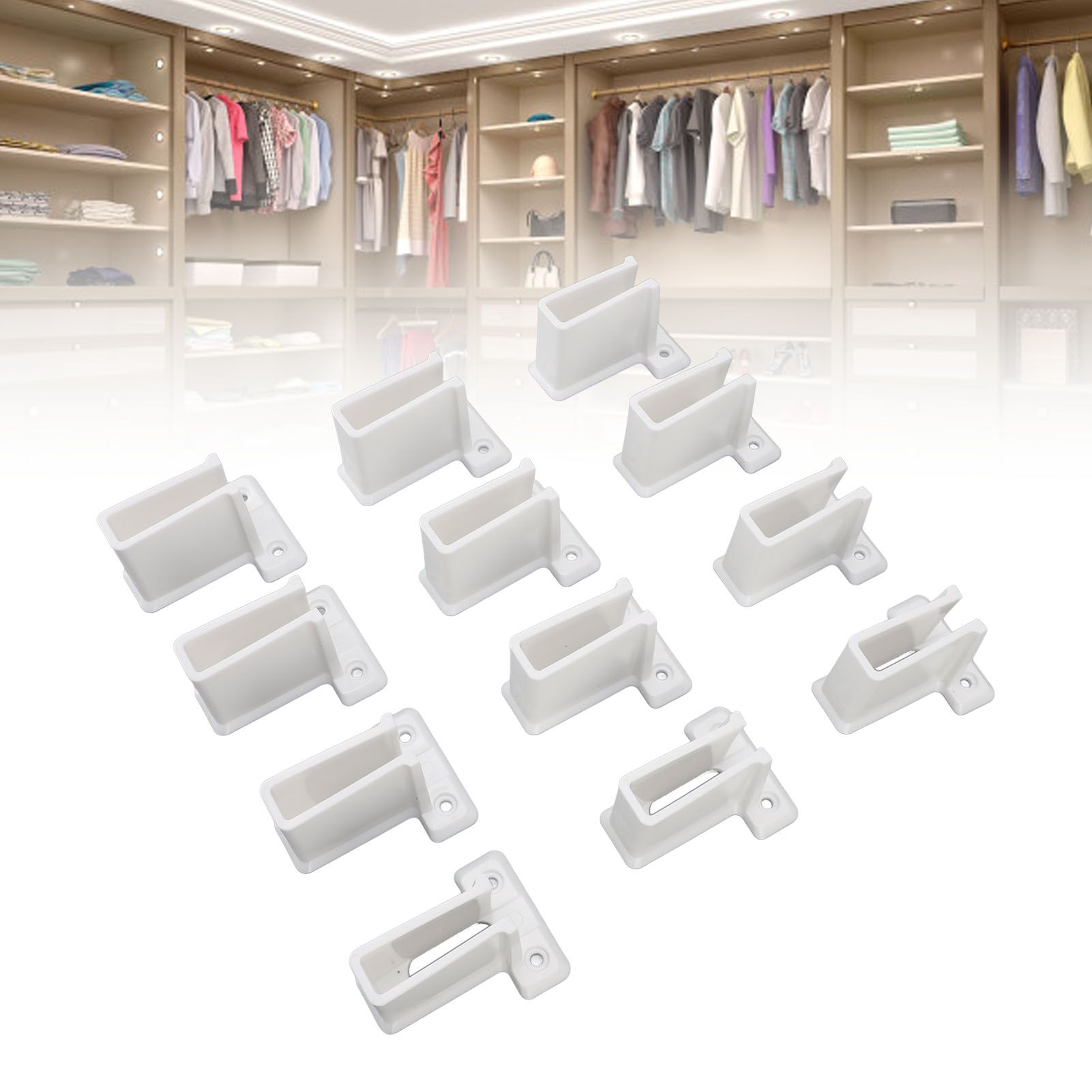 12 Pcs Wire Shelf End Bracket White Plastic Strong Load Bearing Closet Shelf view 12