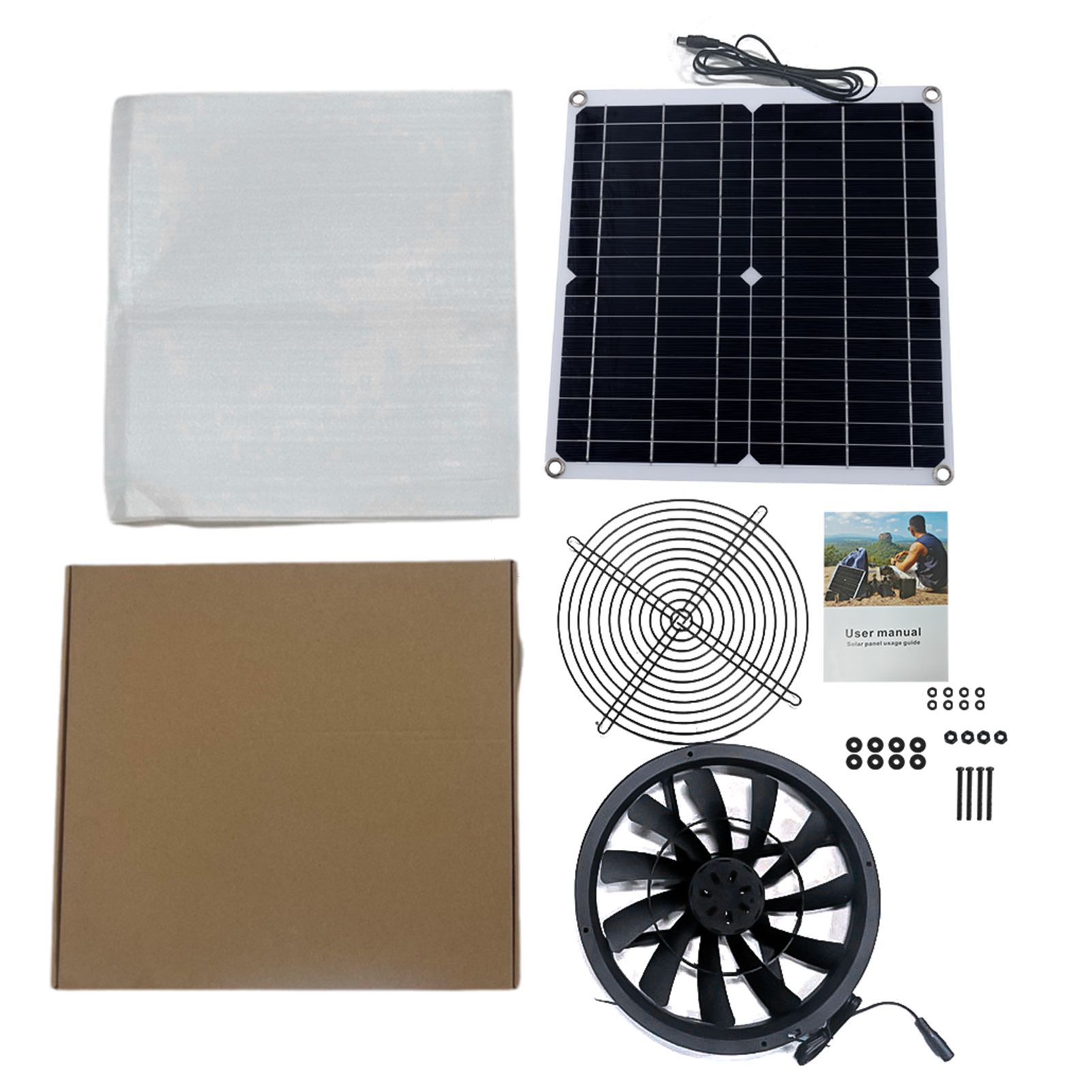 9.8in Solar Exhaust Fan with Solar Panel Portable Vent Fan Kit IP65 Waterproof view 2