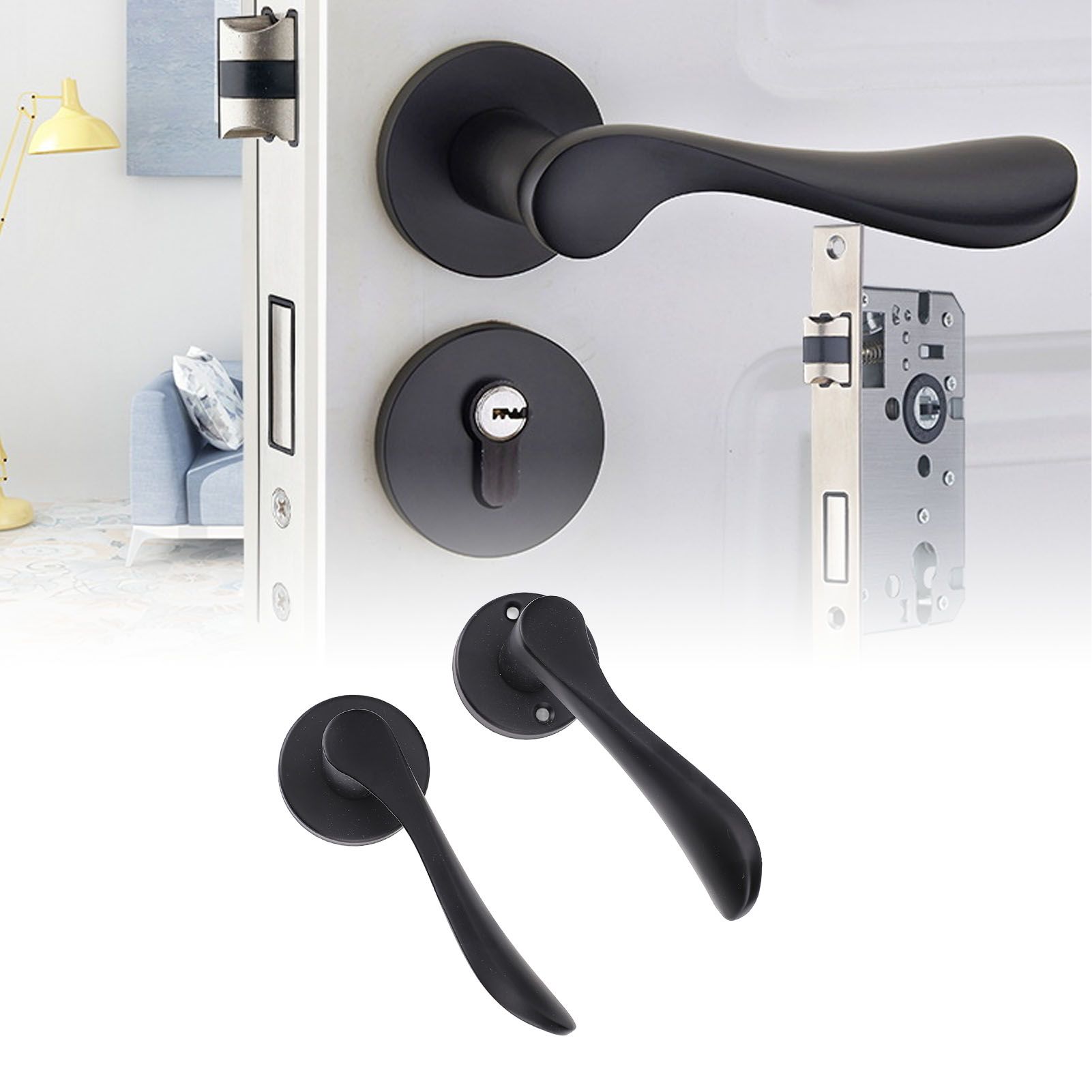 Door Handle Keyed Entry Lock Entry Door Lever with Lock and Key for Bedrooms view 11