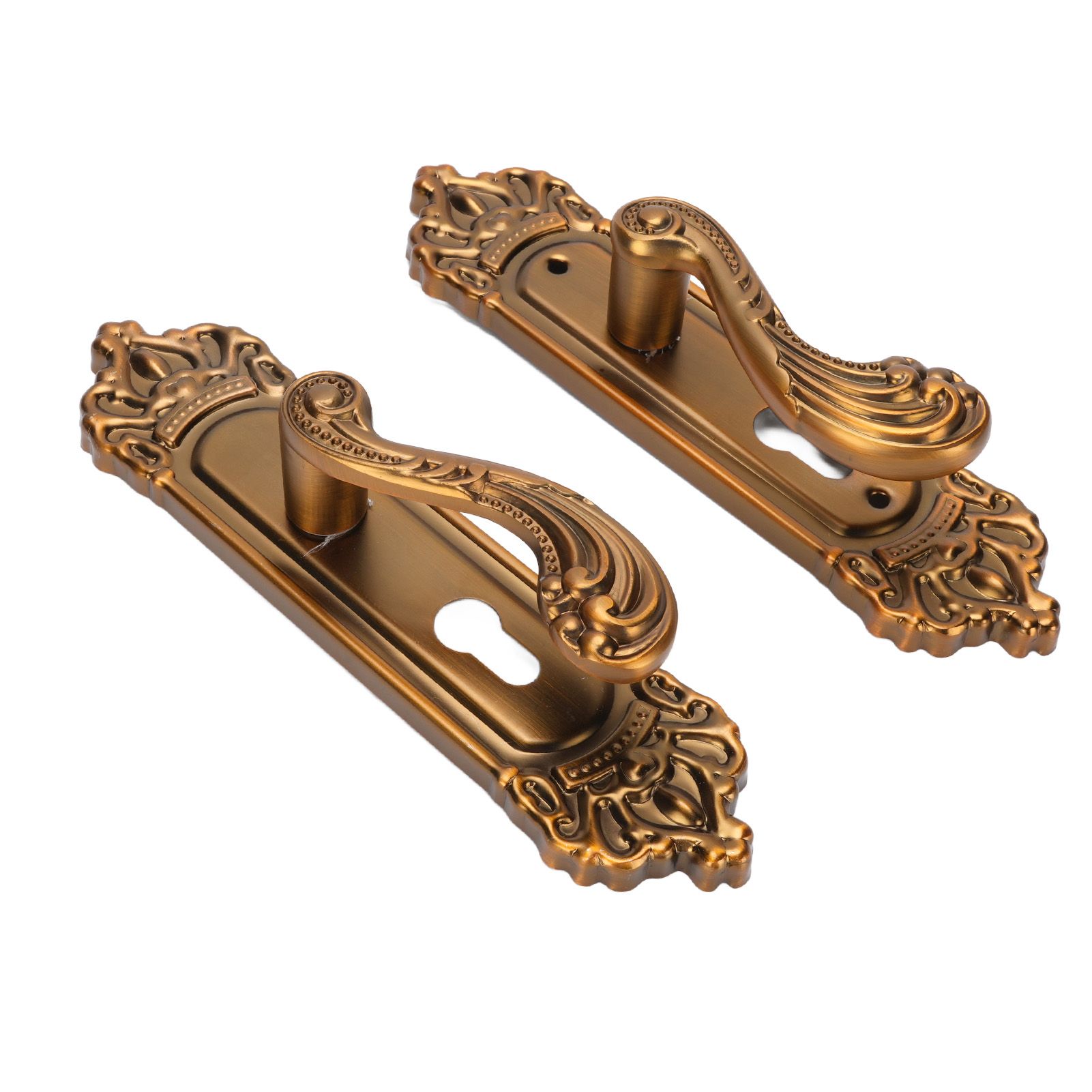 European Style Door Handle Lock Set Aluminum Silent Retro Interior Entry Door