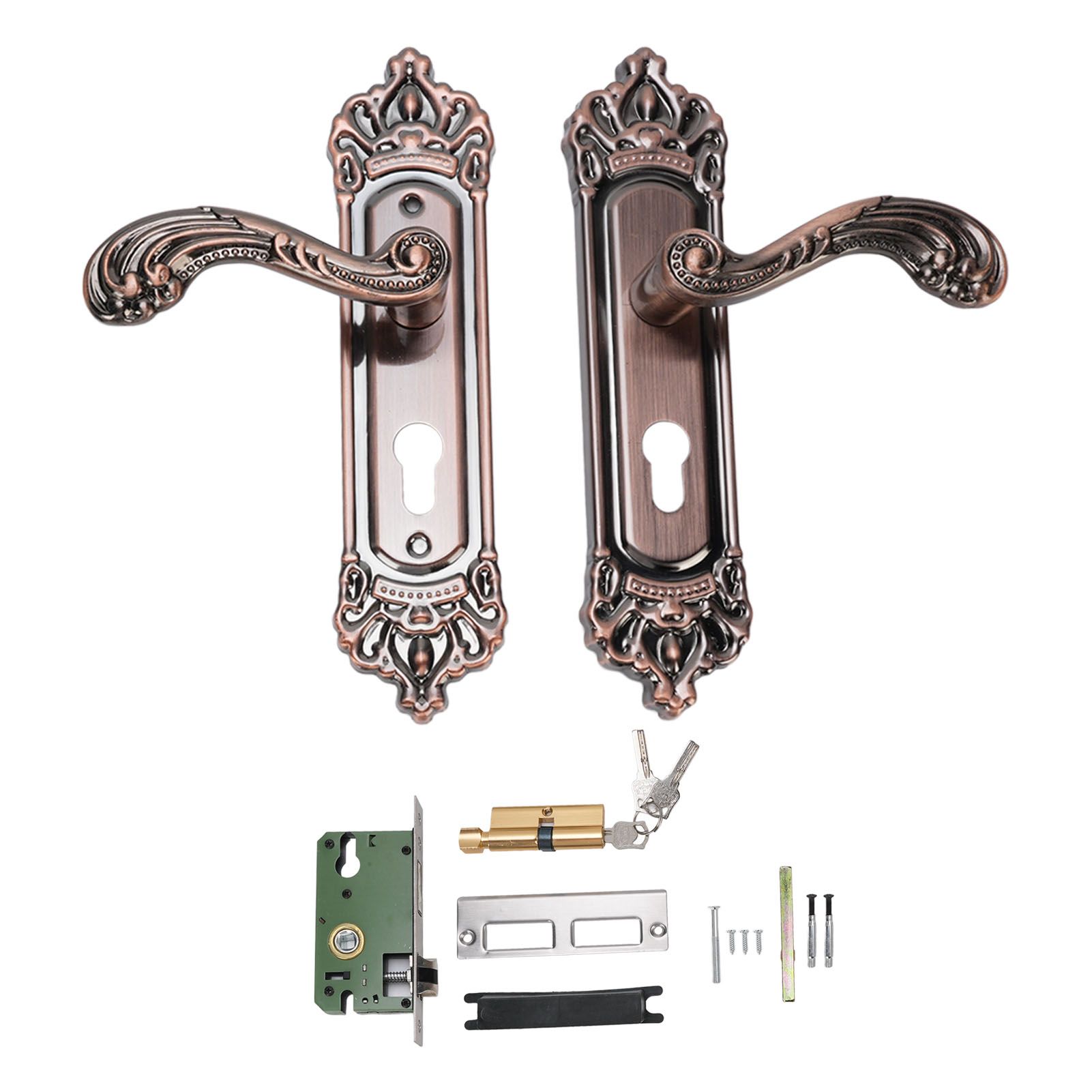 Entry Door Lever with Lock Keys Universal Quiet Aluminum Alloy European Style view 3