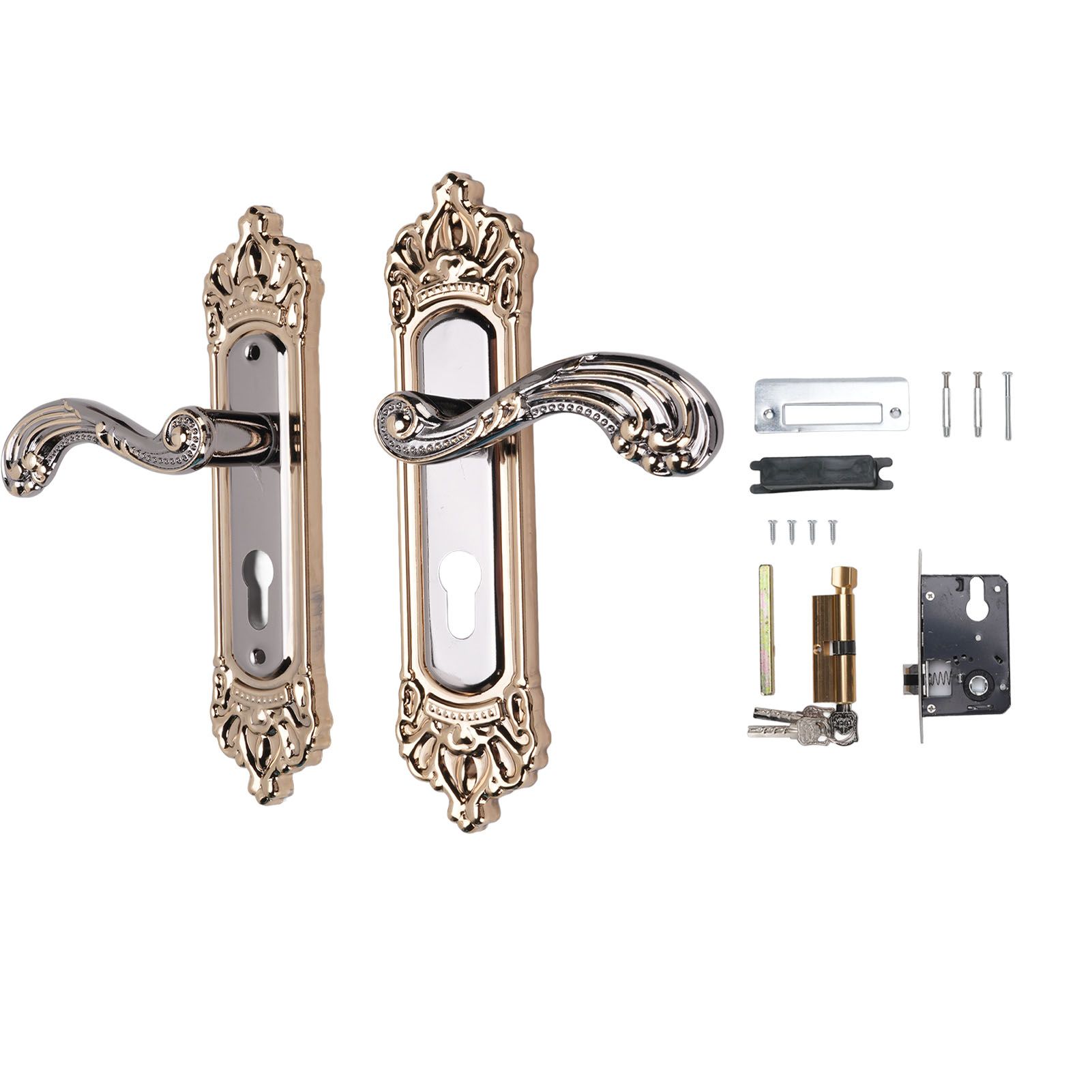 Door Handle Lock Set Aluminum Alloy European Style Universal Quiet Gate Lock view 3