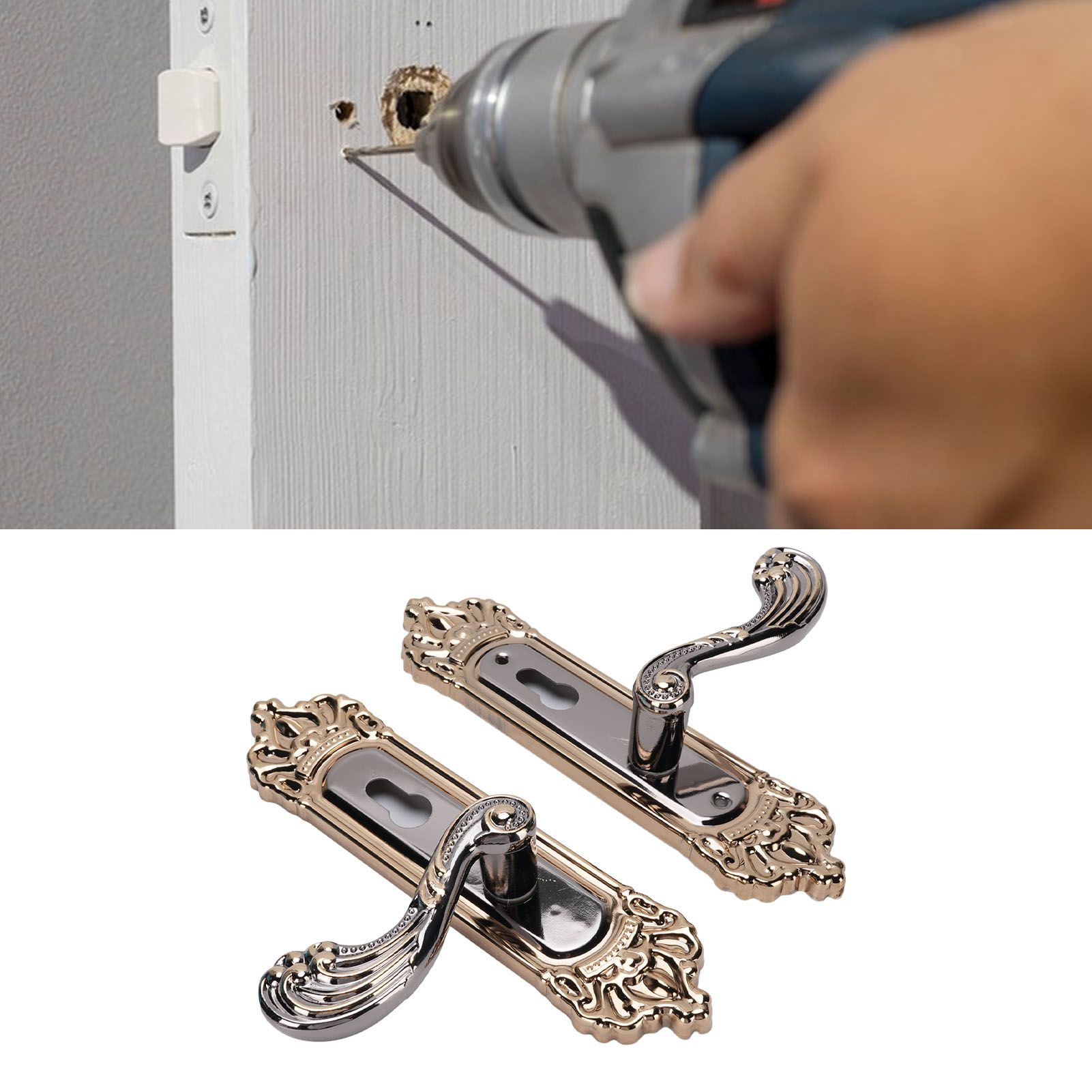 Door Handle Lock Set Aluminum Alloy European Style Universal Quiet Gate Lock view 12
