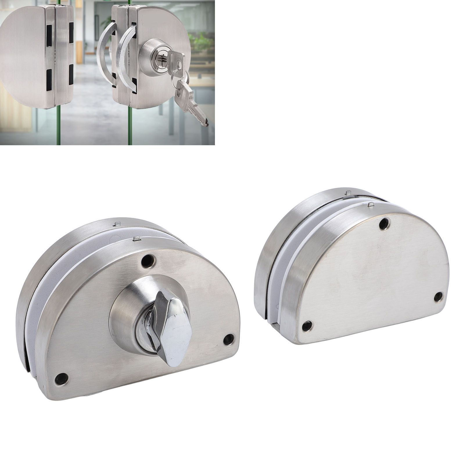 Glass Door Lock Fits On 10 mm -12 mm Glass Stainless Steel Double Bolts Swing view 11
