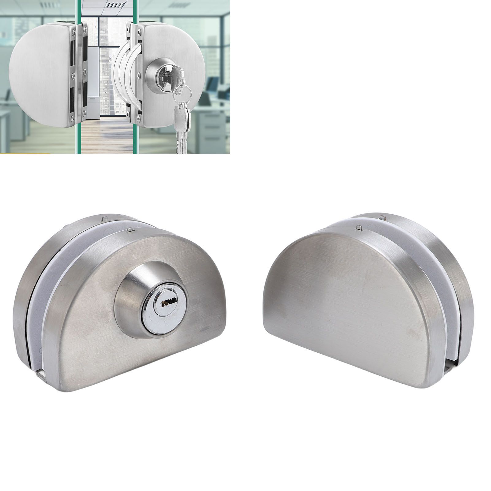 Glass Door Lock Fits On 10 mm -12 mm Glass Stainless Steel Double Bolts Swing view 12