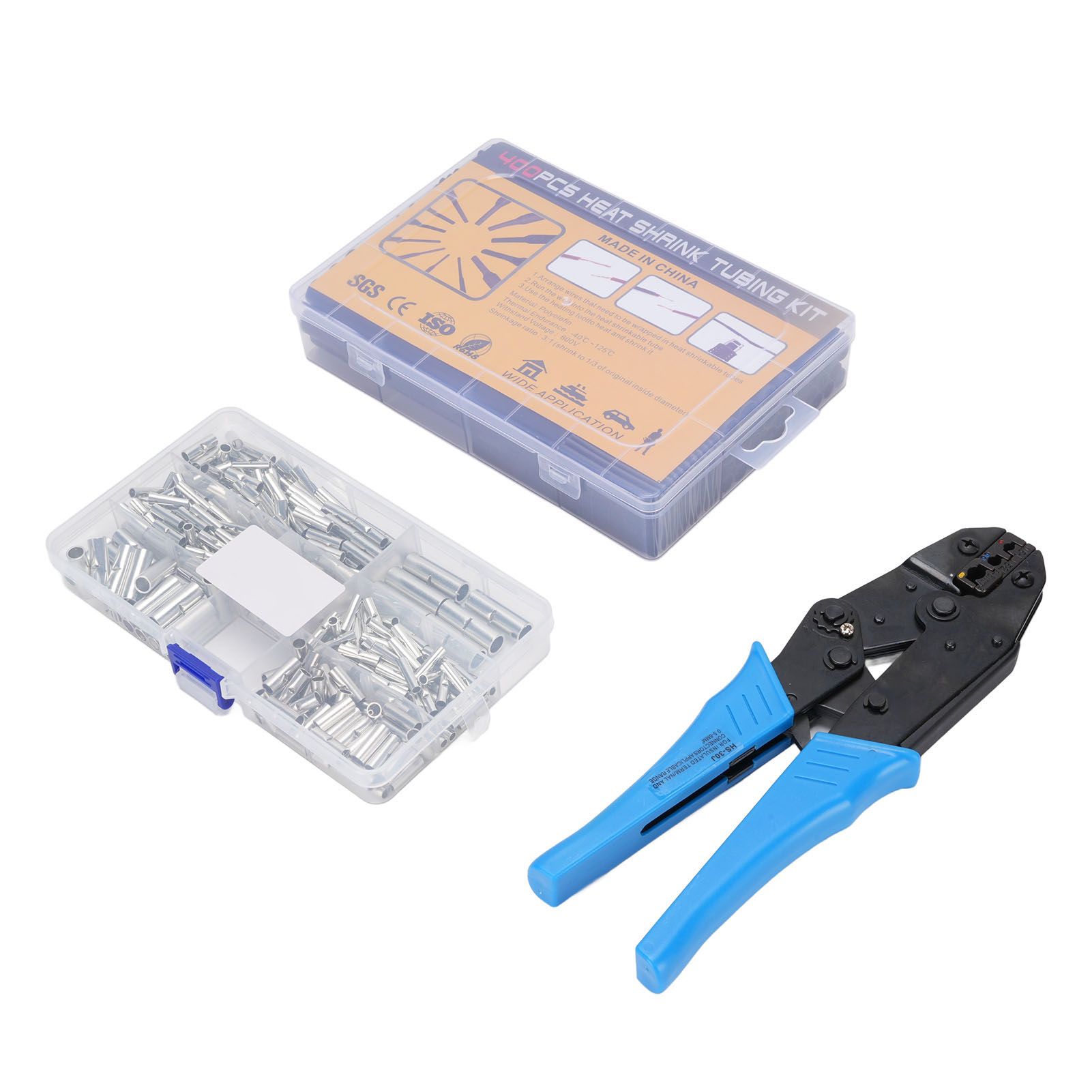 380pcs Non Insulated Butt Connectors Kit Tinned Copper Efficient 400pcs Heat view 4