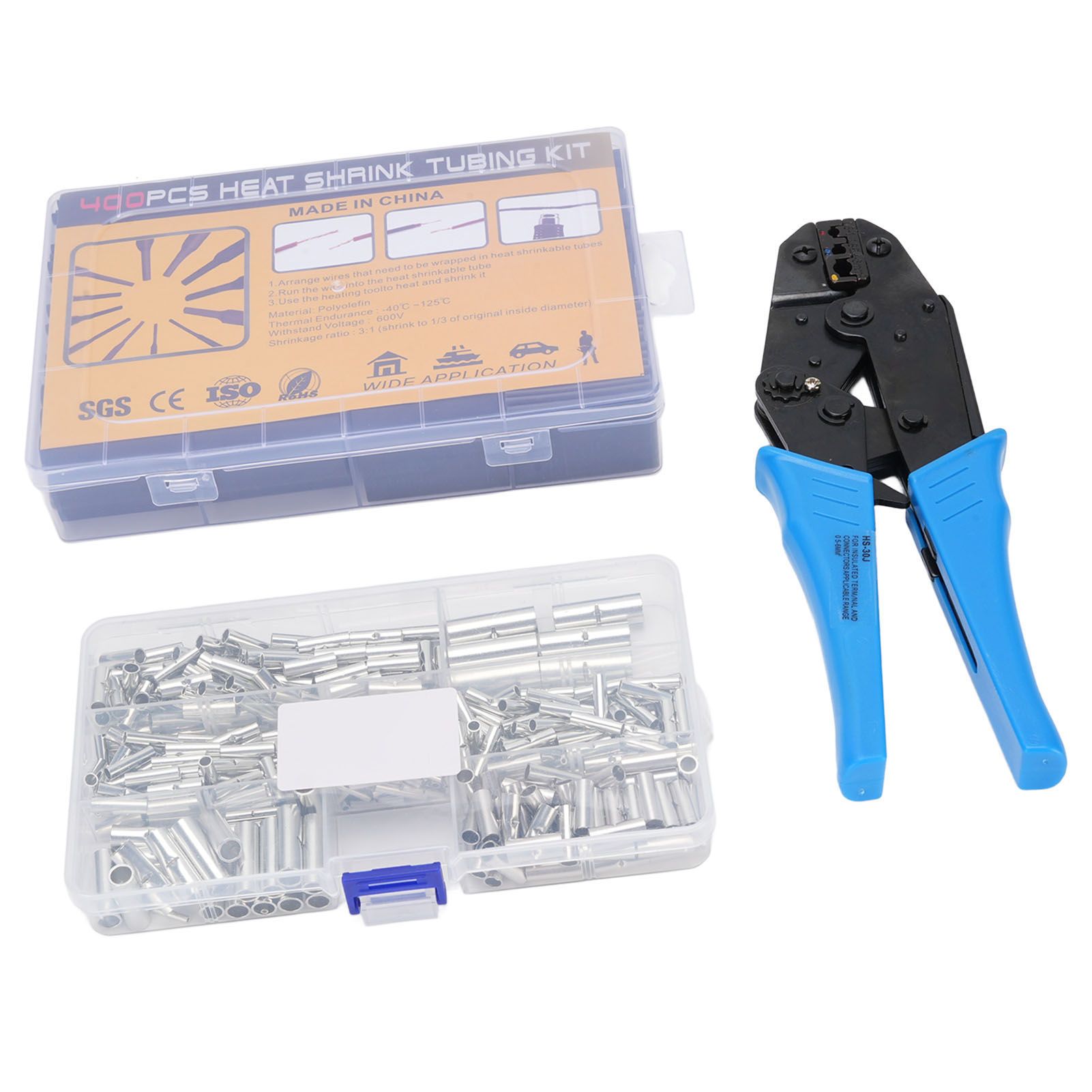 380pcs Non Insulated Butt Connectors Kit Tinned Copper Efficient 400pcs Heat view 8