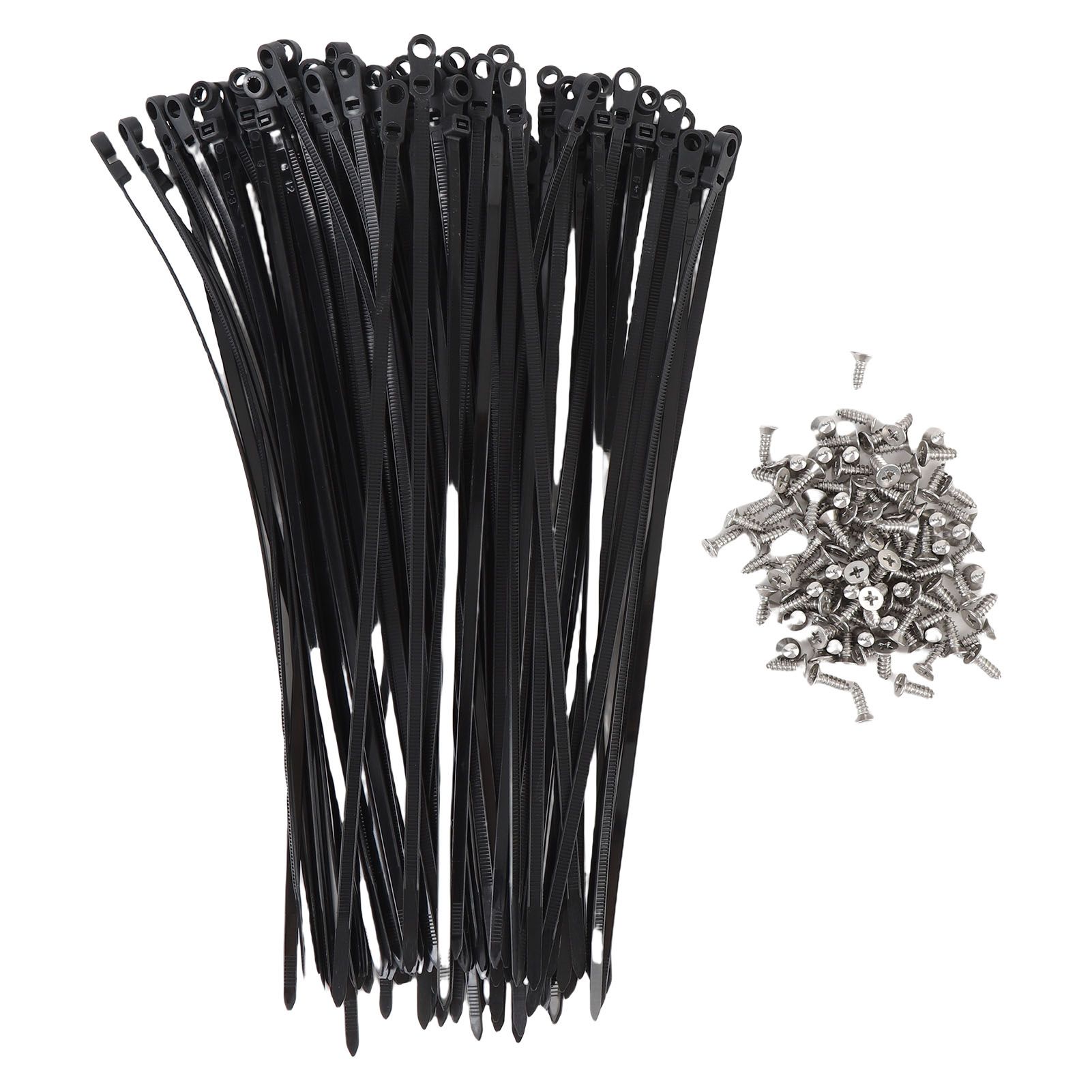 100 Set Cable Tie Set Plastic Black Cable Tie with Screw Mounting Hole for view 3