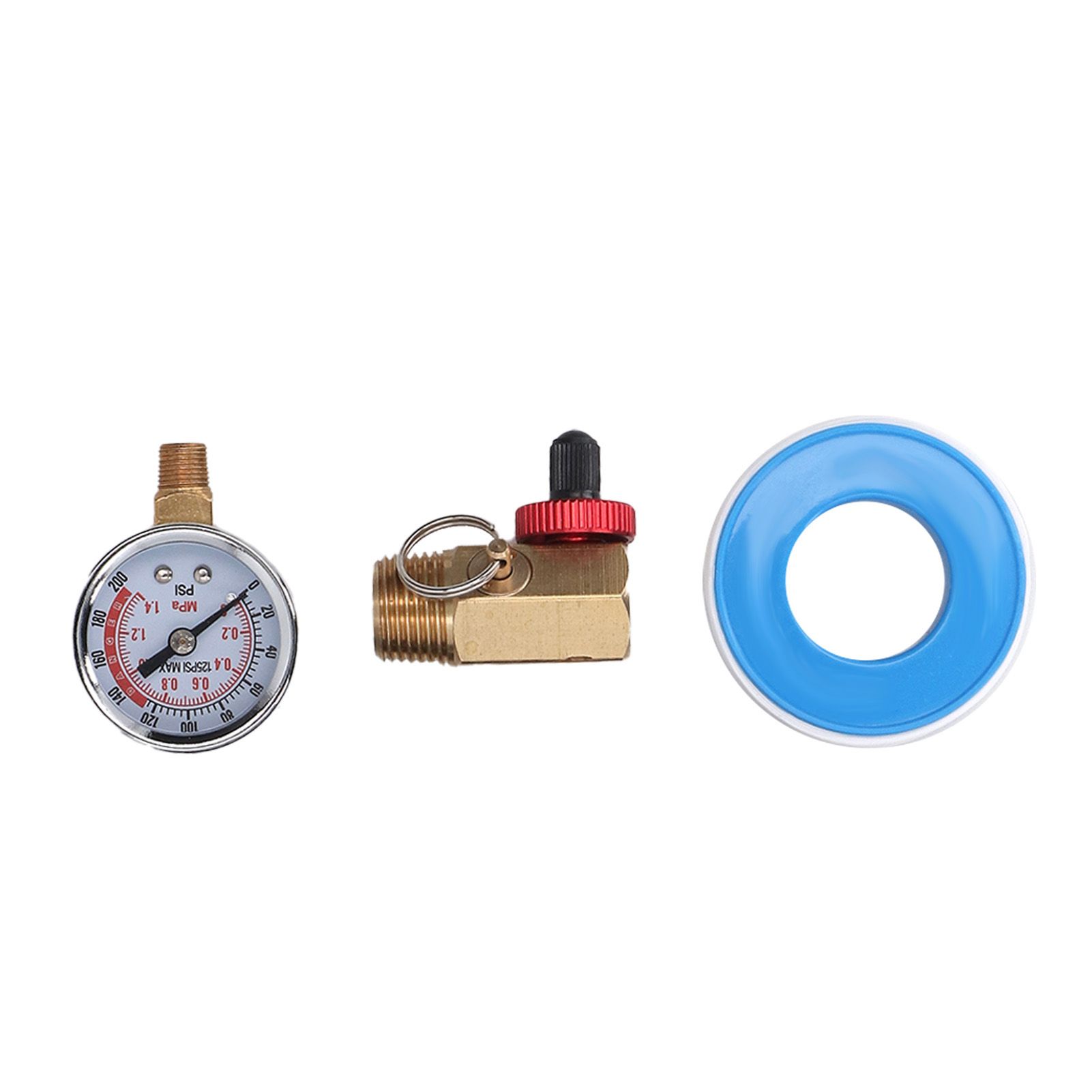 Air Tank Repair Kit 0-200 PSI Pressure Meter Brass Manifold Air Tank Hose view 5