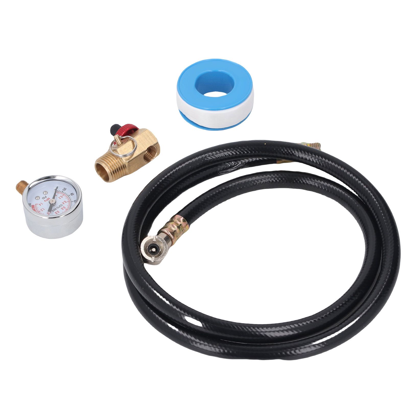 Air Tank Repair Kit 0-200 PSI Pressure Meter Brass Manifold Air Tank Hose view 6