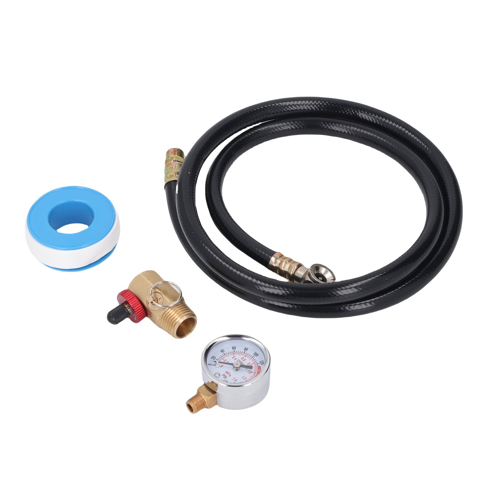 Air Tank Repair Kit 0-200 PSI Pressure Meter Brass Manifold Air Tank Hose view 9