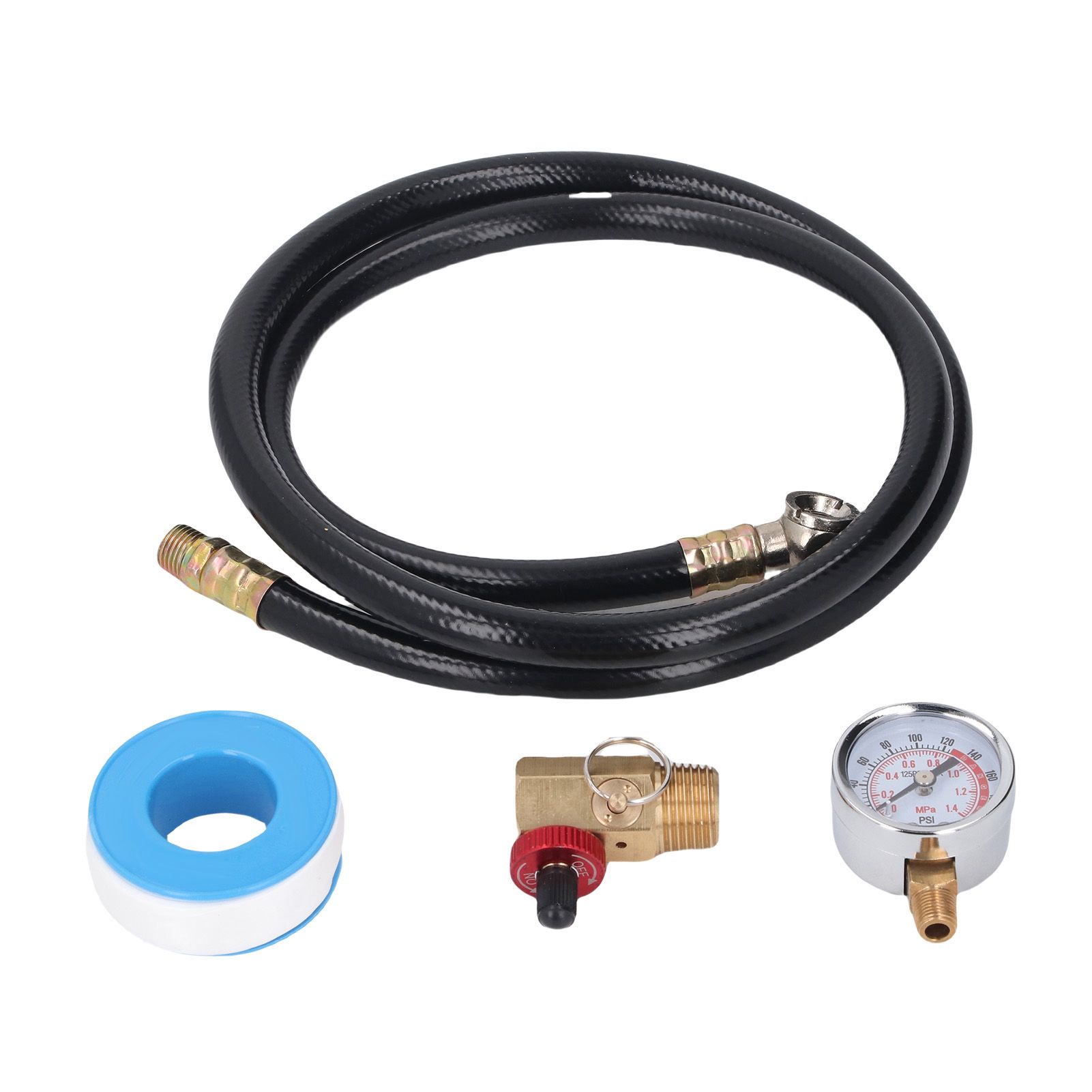 Air Tank Repair Kit 0-200 PSI Pressure Meter Brass Manifold Air Tank Hose view 10