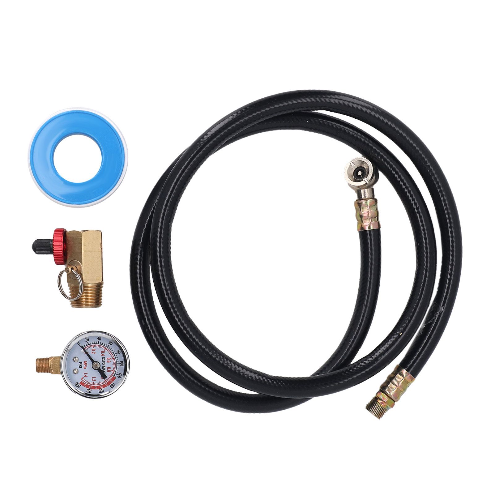 Air Tank Repair Kit 0-200 PSI Pressure Meter Brass Manifold Air Tank Hose view 12