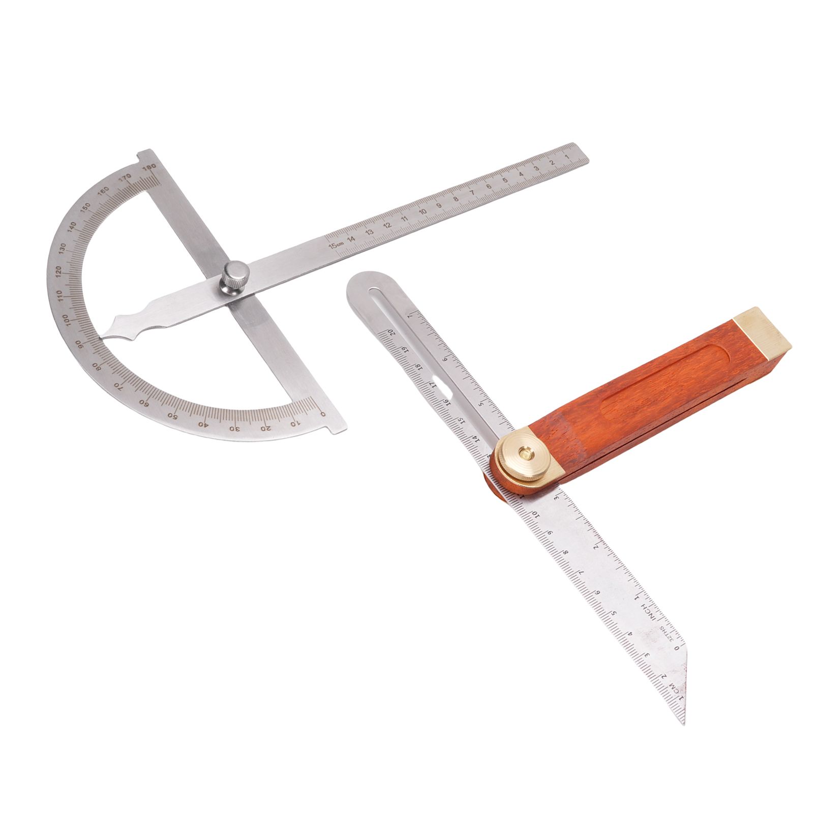 Angle Finder Protractor Kit Stainless Steel Brass Wood Adjustable Angle view 2