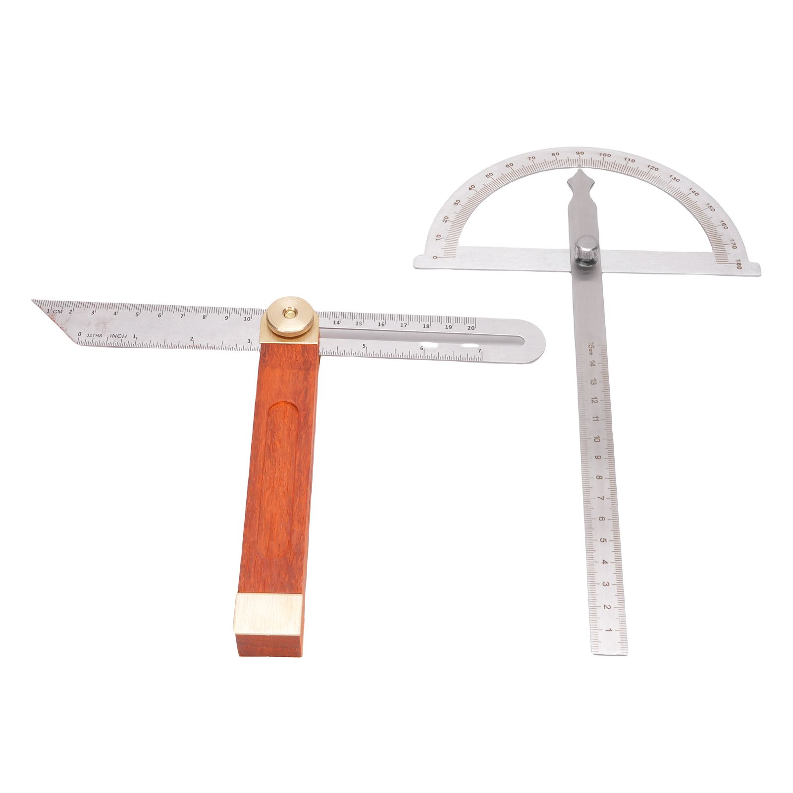 Angle Finder Protractor Kit Stainless Steel Brass Wood Adjustable Angle view 4