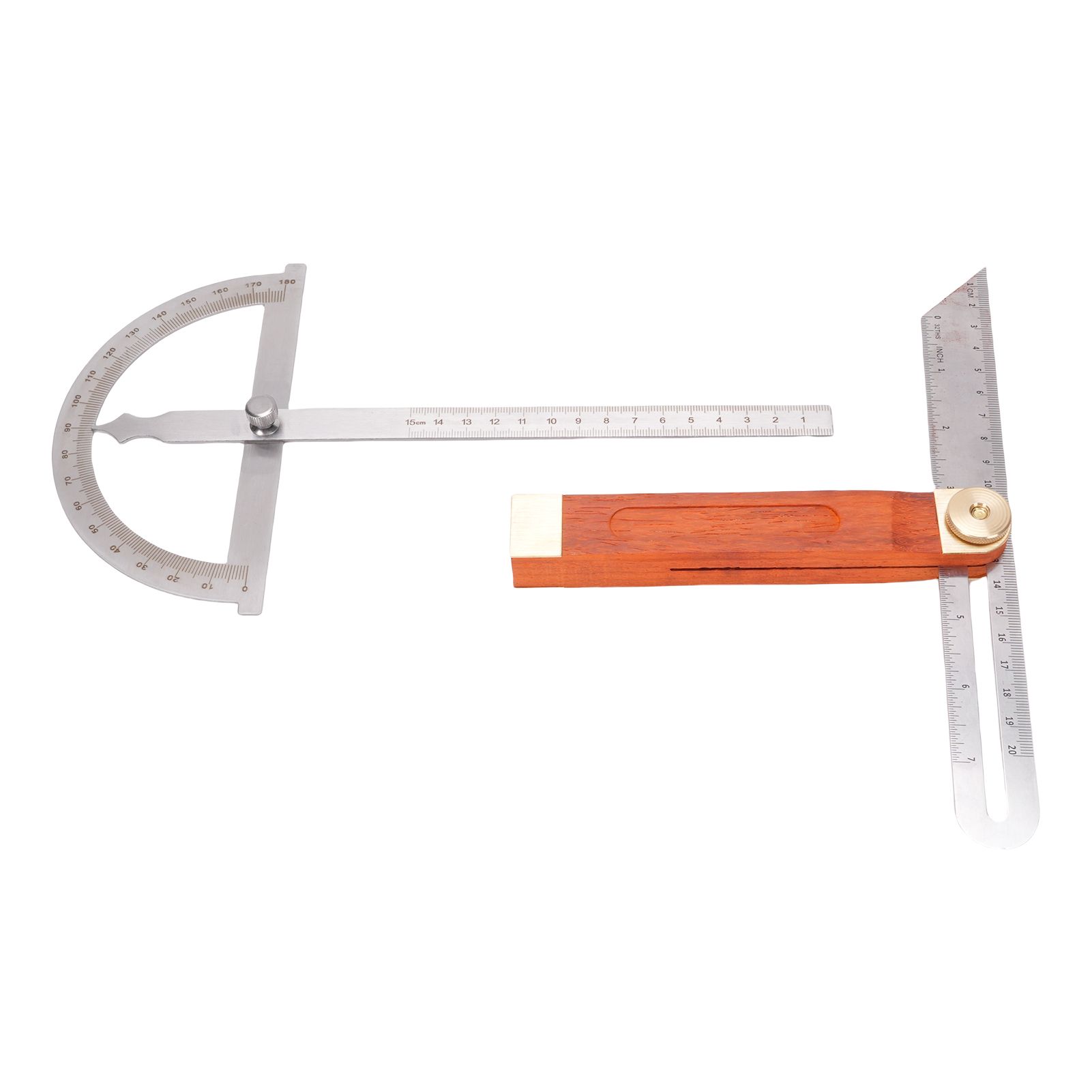 Angle Finder Protractor Kit Stainless Steel Brass Wood Adjustable Angle view 6