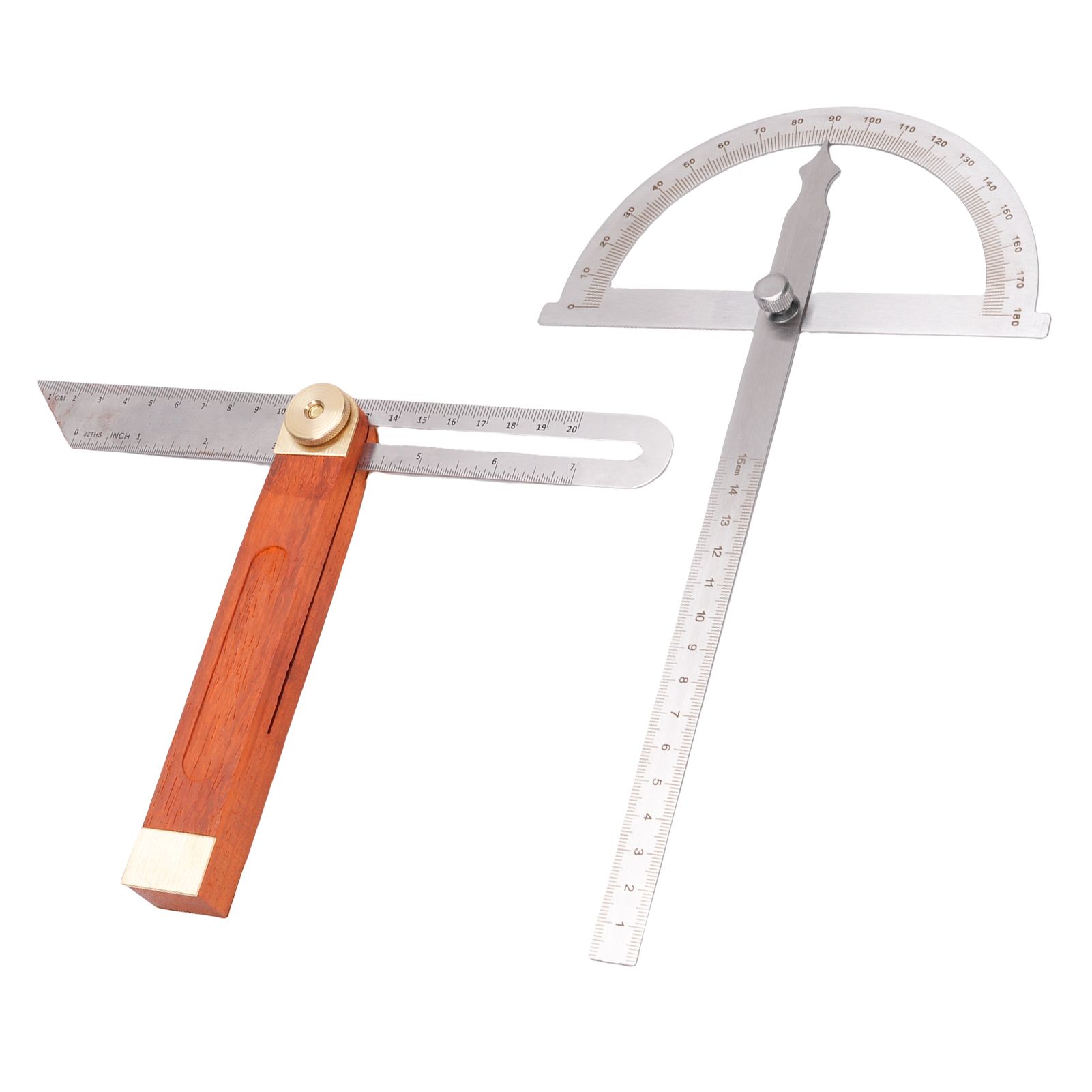Angle Finder Protractor Kit Stainless Steel Brass Wood Adjustable Angle view 7