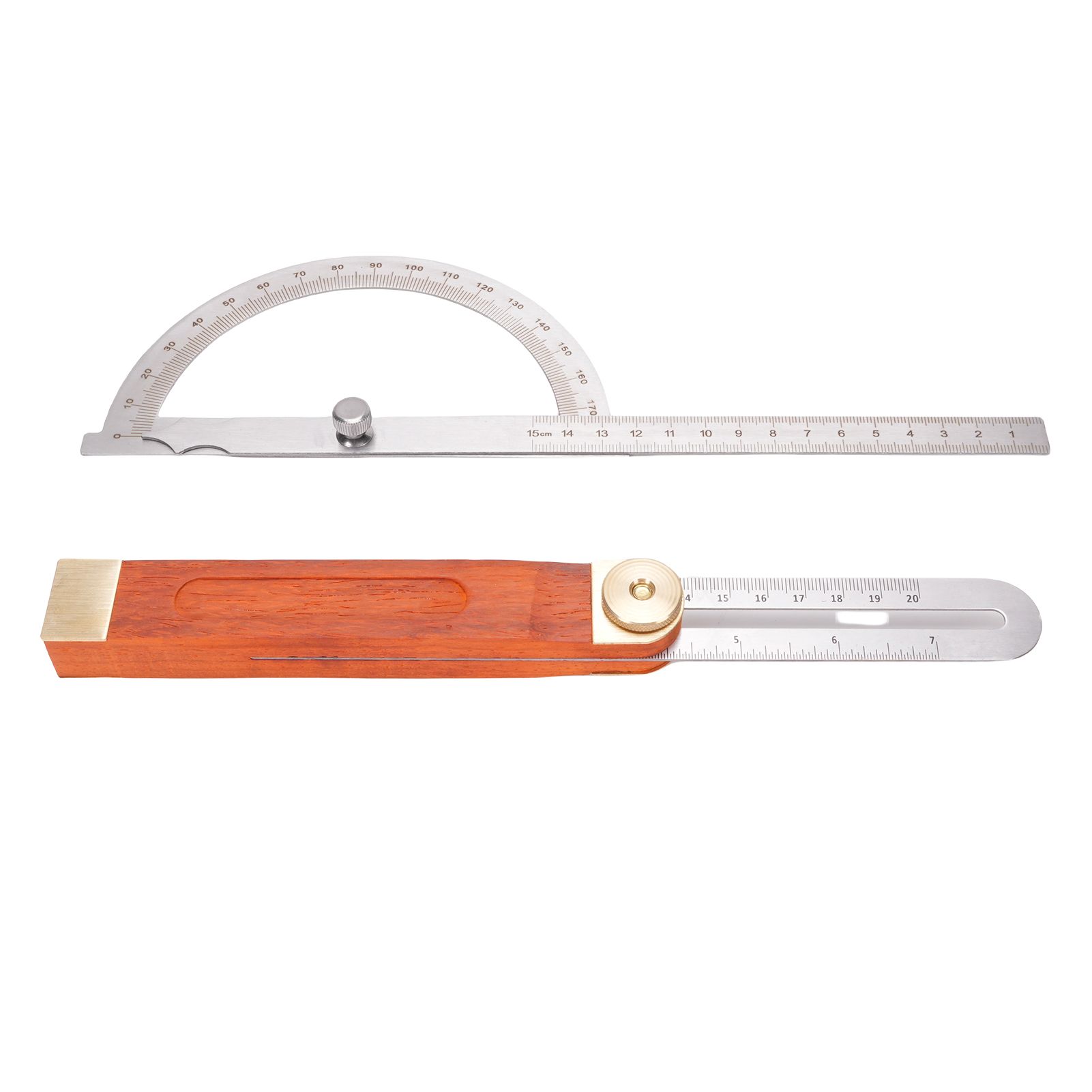 Angle Finder Protractor Kit Stainless Steel Brass Wood Adjustable Angle view 8
