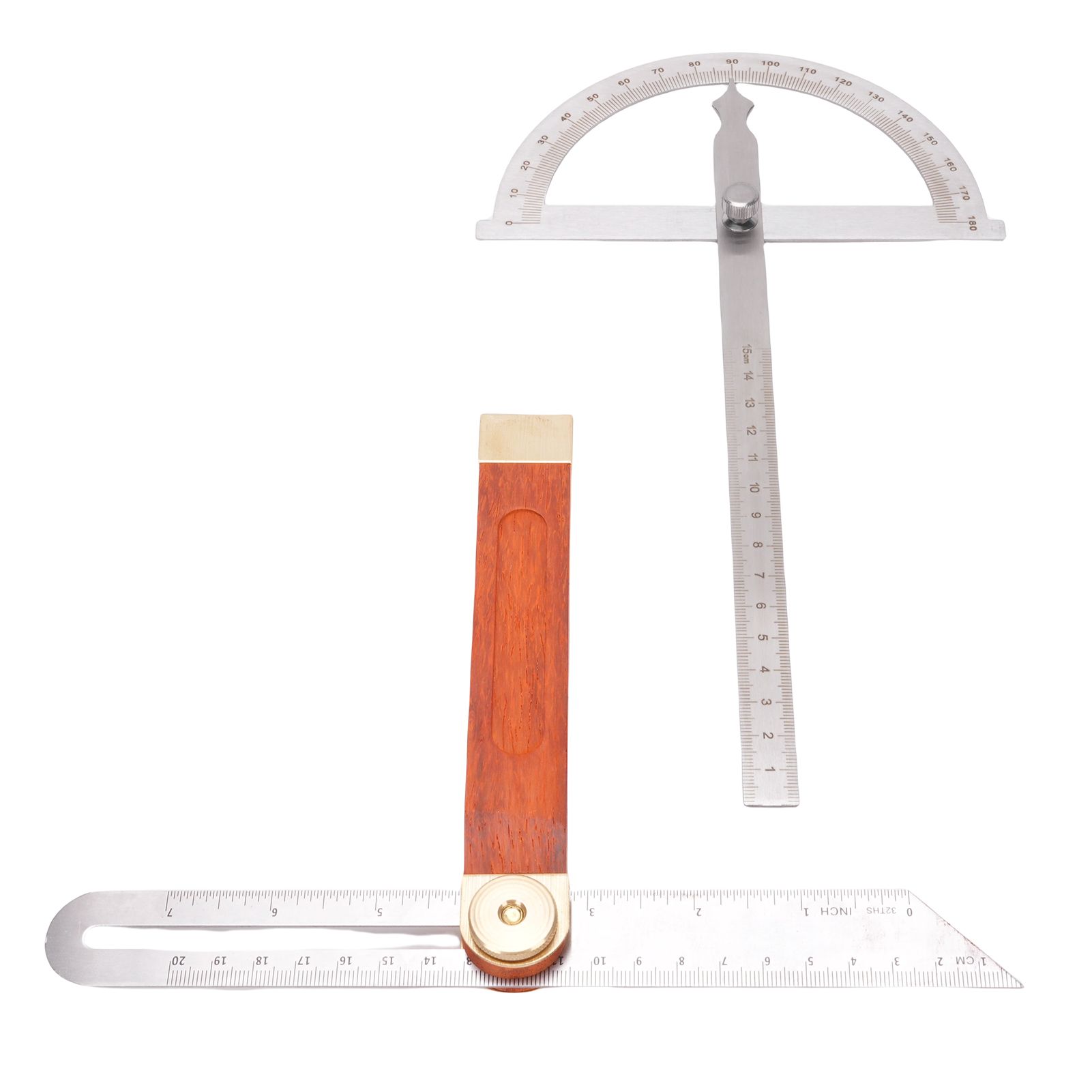 Angle Finder Protractor Kit Stainless Steel Brass Wood Adjustable Angle view 9