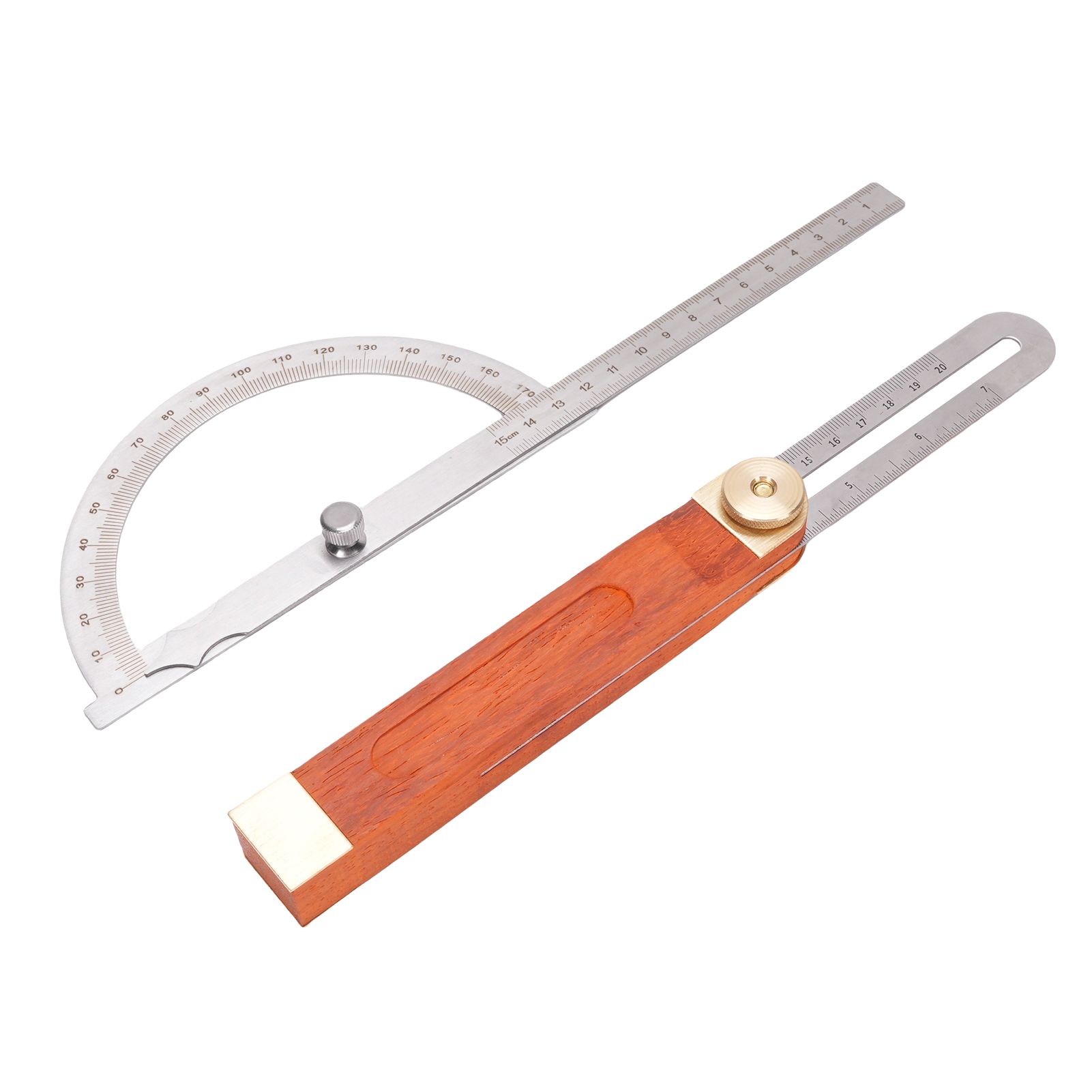 Angle Finder Protractor Kit Stainless Steel Brass Wood Adjustable Angle view 10