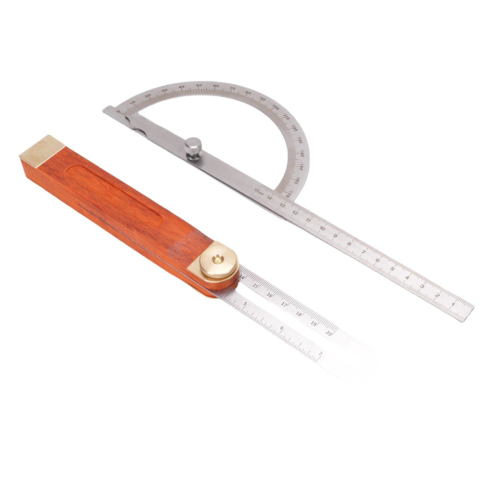 Angle Finder Protractor Kit Stainless Steel Brass Wood Adjustable Angle view 11