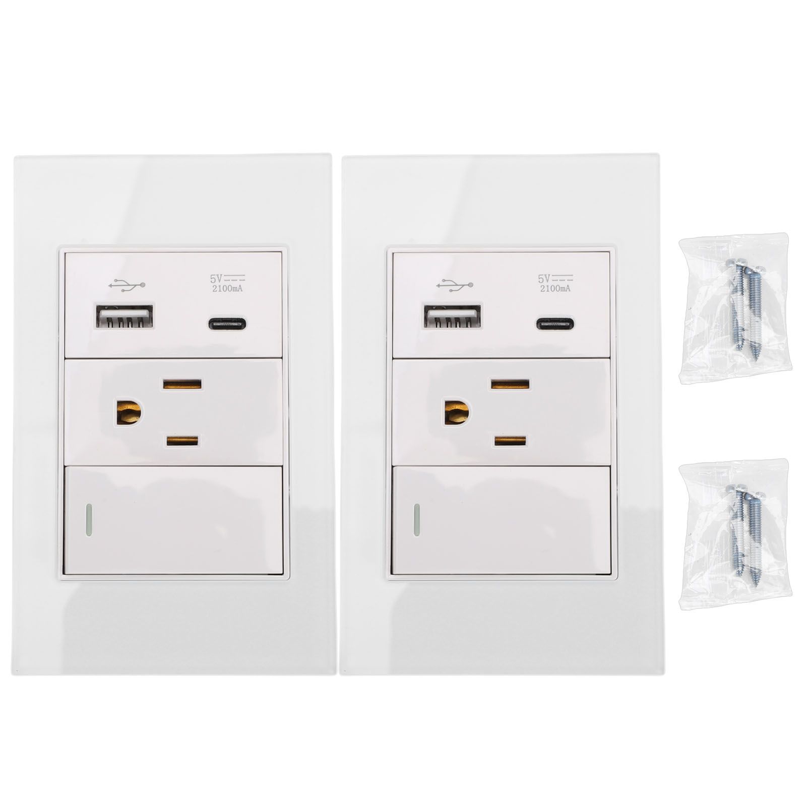 2PCS Wall Outlet with Switch 15A AC 3 Holes 118 Type Flame Retardant Wall view 3