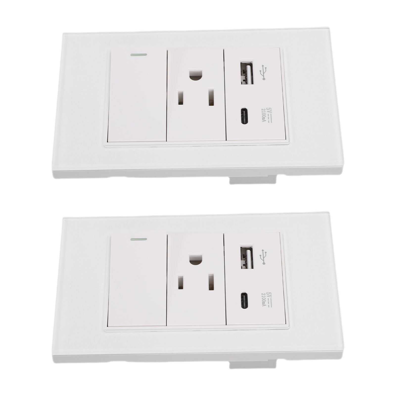 2PCS Wall Outlet with Switch 15A AC 3 Holes 118 Type Flame Retardant Wall view 8