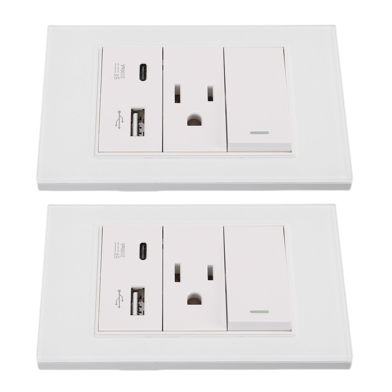 2PCS Wall Outlet with Switch 15A AC 3 Holes 118 Type Flame Retardant Wall view 12