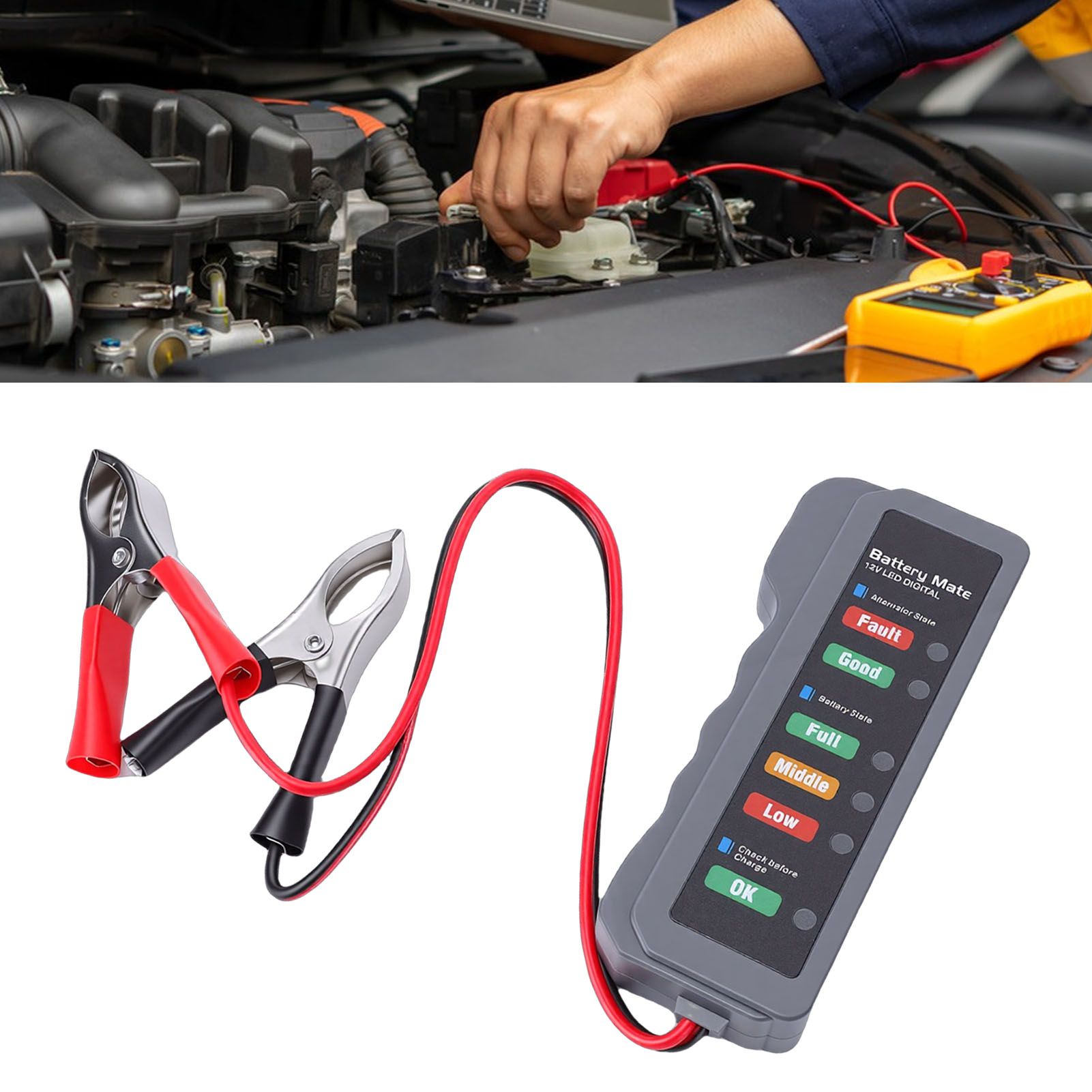 Car Battery Tester Reverse Protection Automotive Battery Checker Alternator view 12