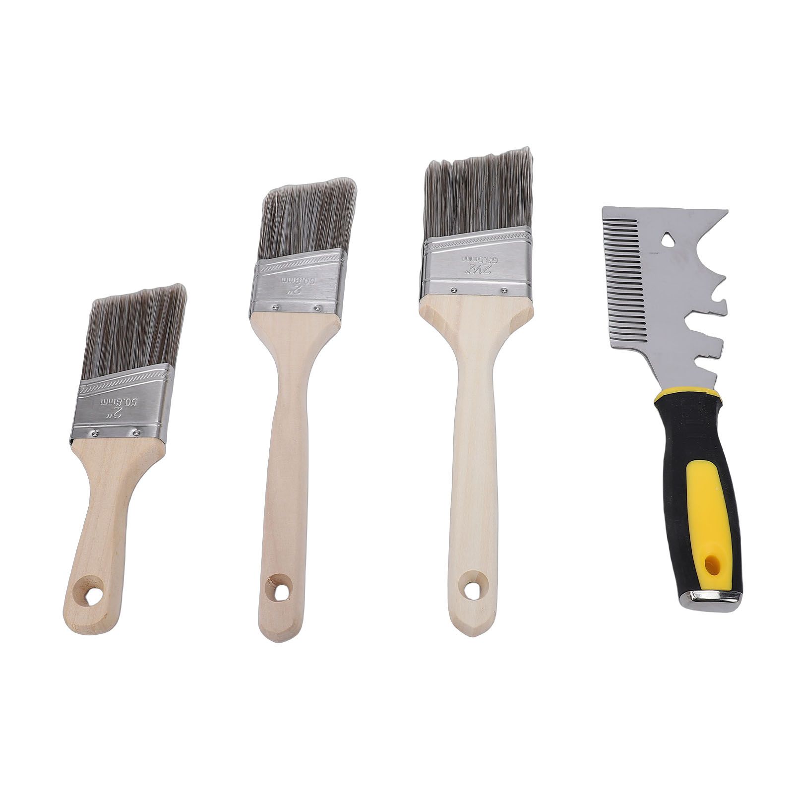 Angled Brushes with Paint Comb 2in 2.5in Short Long Handle Brushes for view 3
