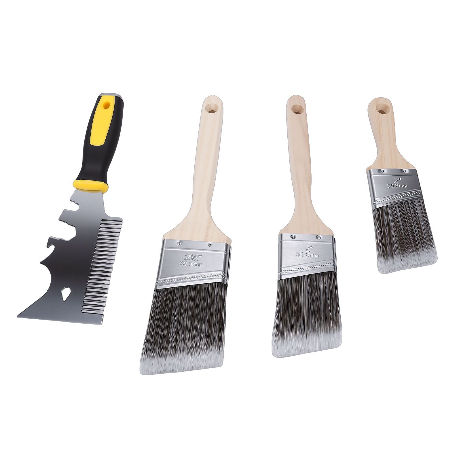 Angled Brushes with Paint Comb 2in 2.5in Short Long Handle Brushes for view 4