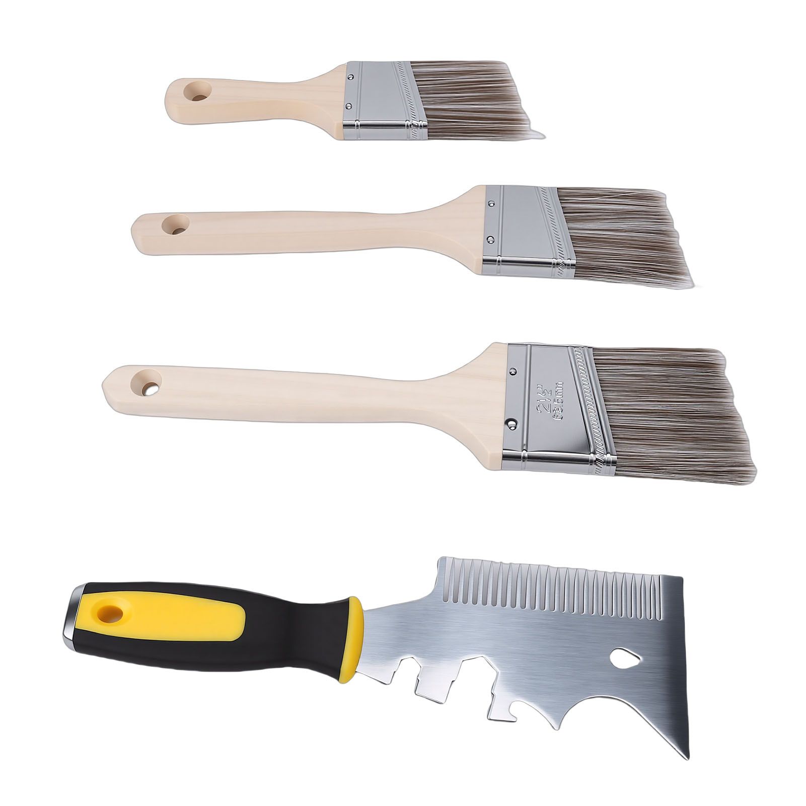 Angled Brushes with Paint Comb 2in 2.5in Short Long Handle Brushes for view 7