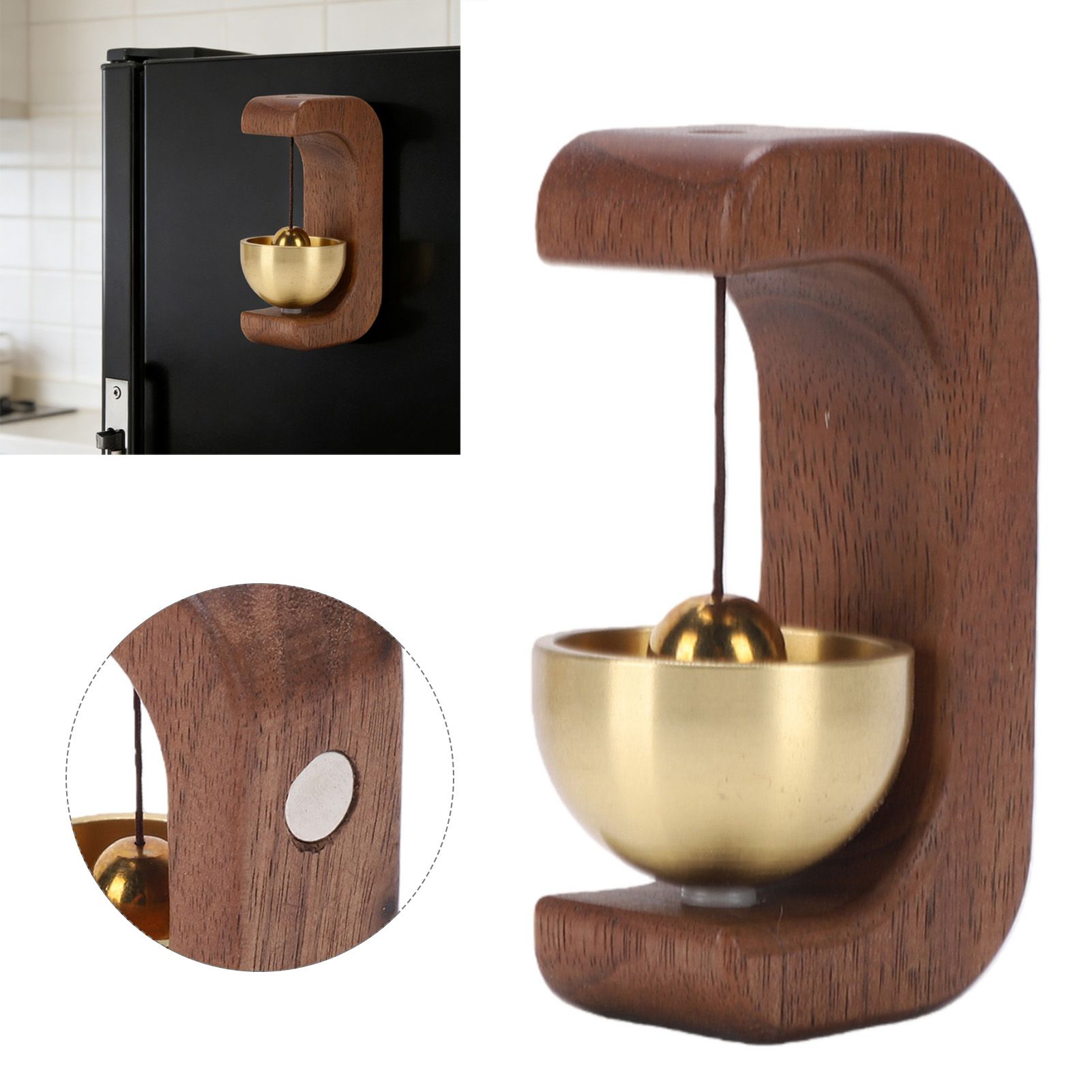 4pcs Magnetic Shopkeepers Bells for Door Opening Vintage Wooden Wind Chime view 11