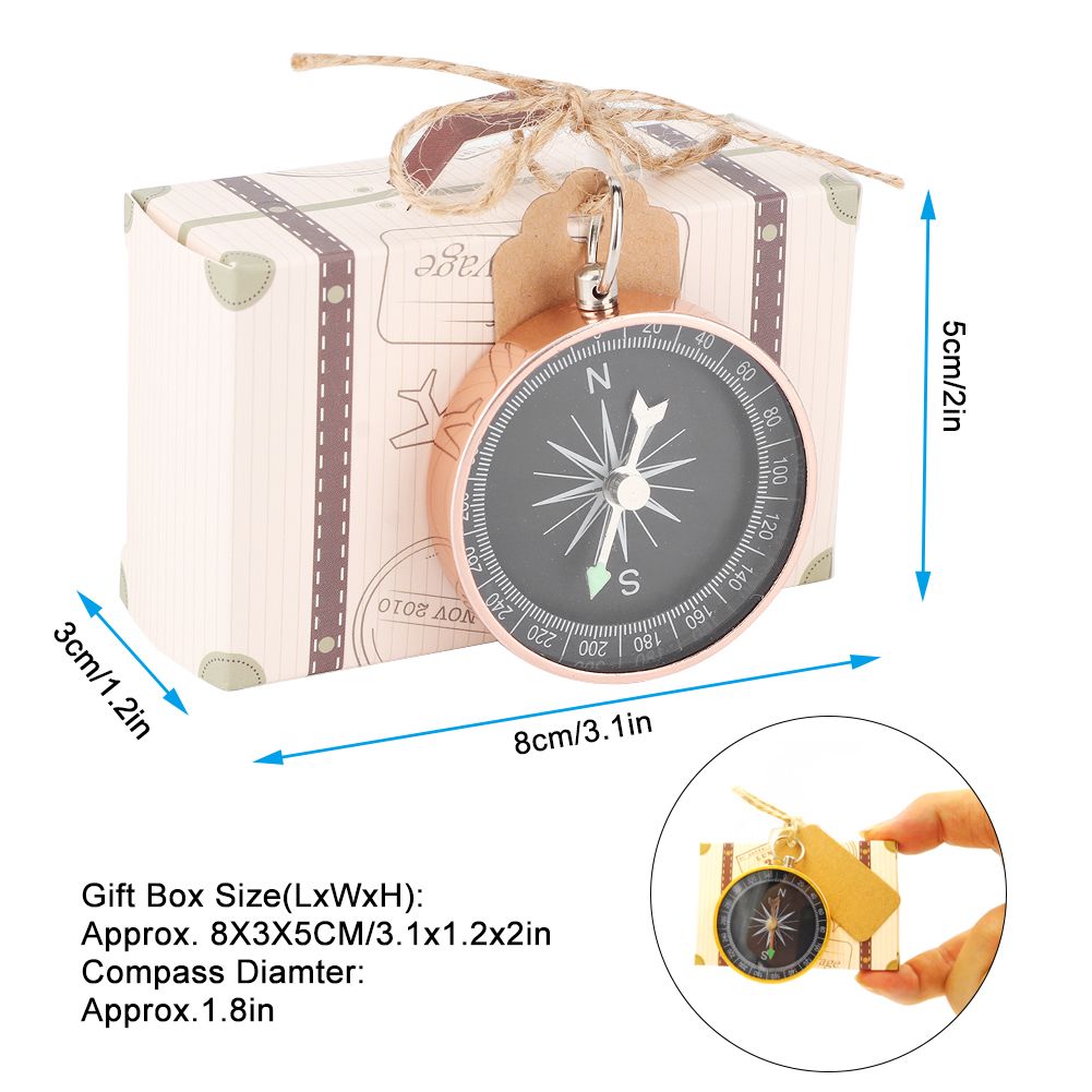 20Pcs Wedding Gift Box Candy Boxes with Compass and Kraft Tags for Travel view 9