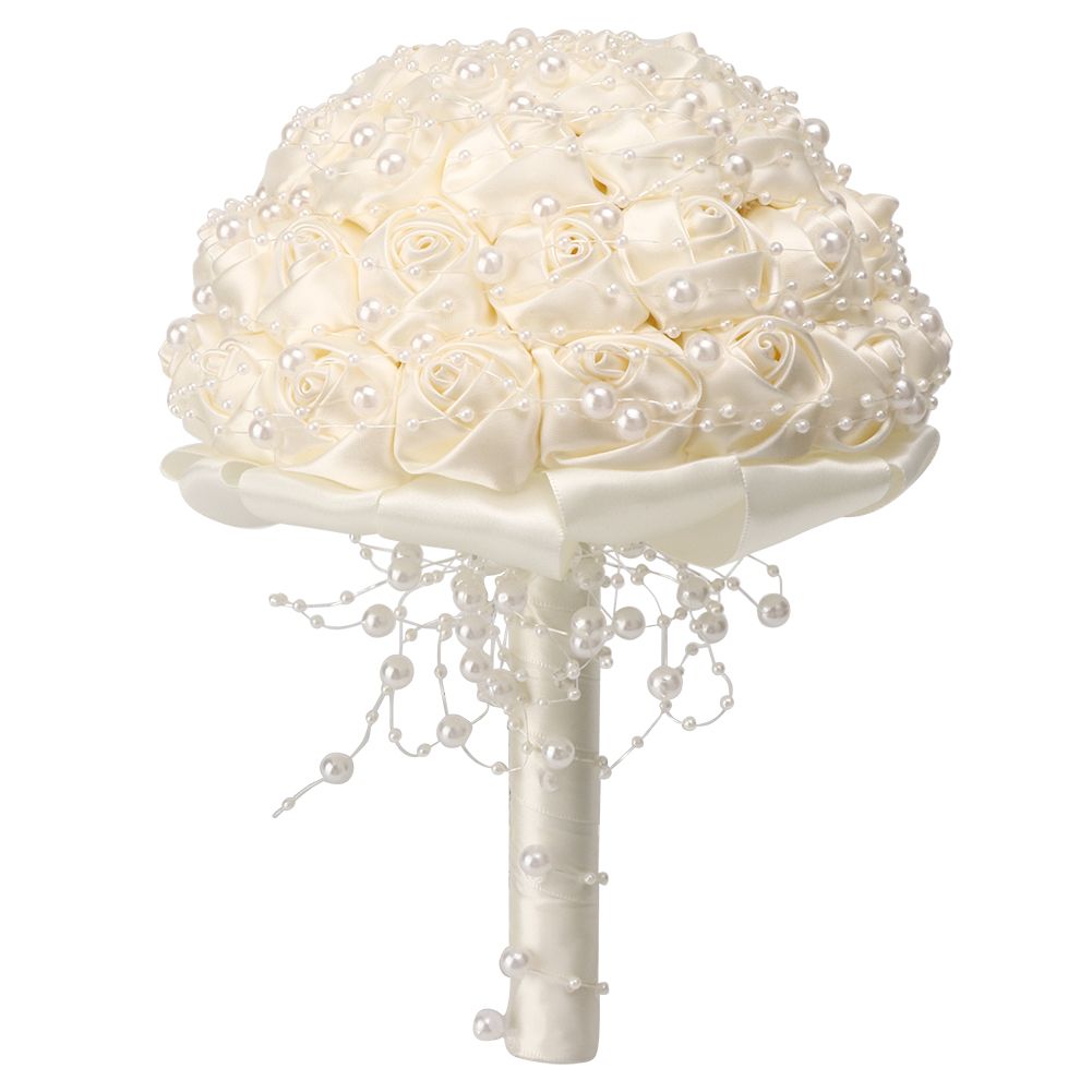 Delicate Bridal Buequet Crystal Artificial Pearl Holding Flowers Wedding Decor view 2