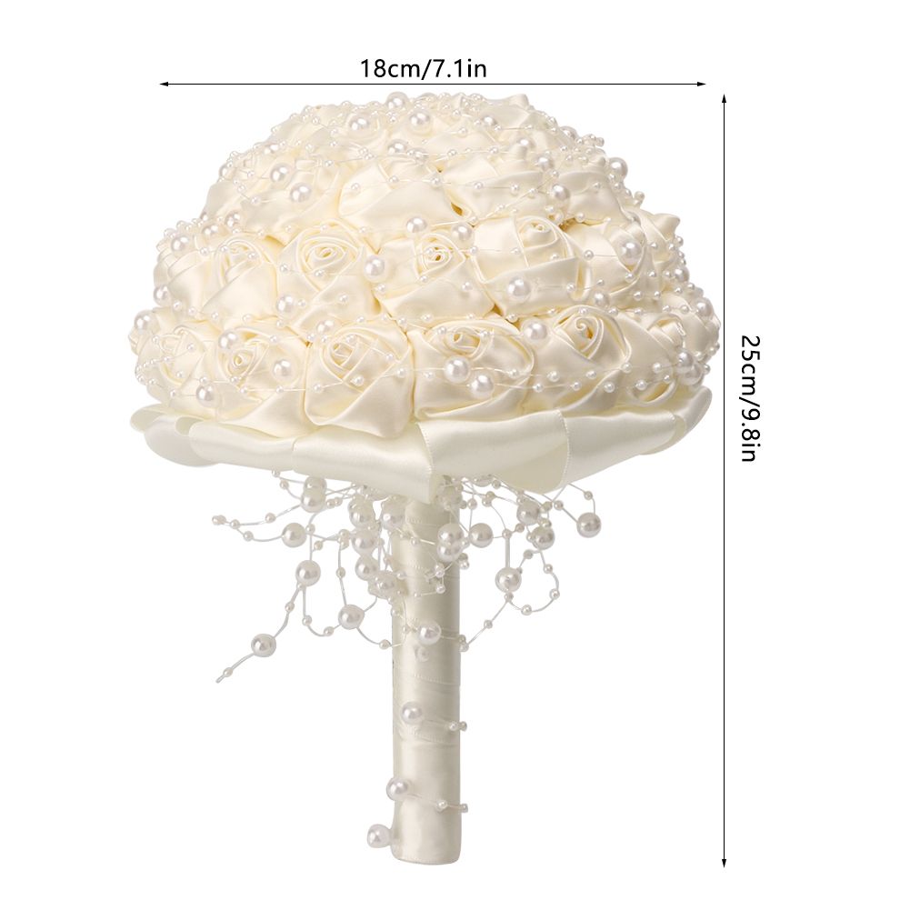 Delicate Bridal Buequet Crystal Artificial Pearl Holding Flowers Wedding Decor view 9