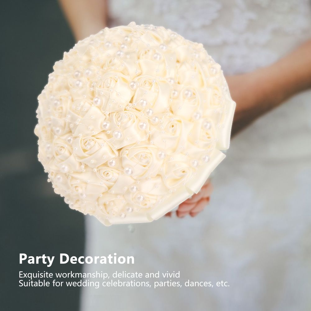 Delicate Bridal Buequet Crystal Artificial Pearl Holding Flowers Wedding Decor view 10