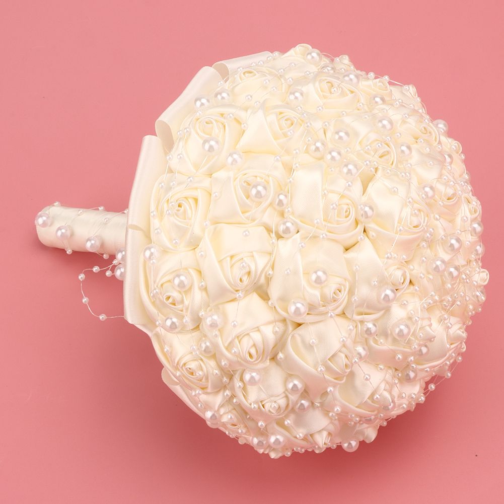 Delicate Bridal Buequet Crystal Artificial Pearl Holding Flowers Wedding Decor view 12