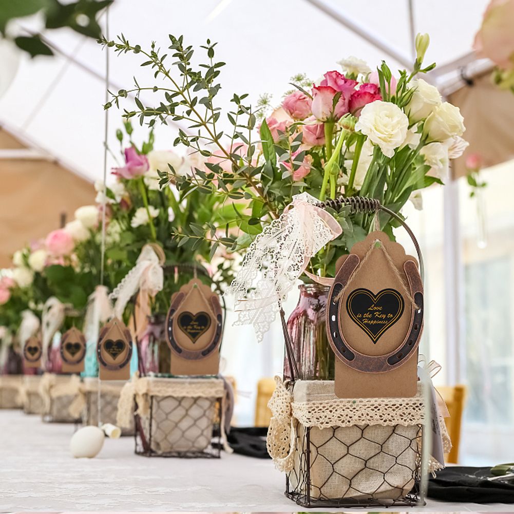 Metal Horseshoe Pendant Wedding Favors with Kraft Tags Wedding Decorations view 3