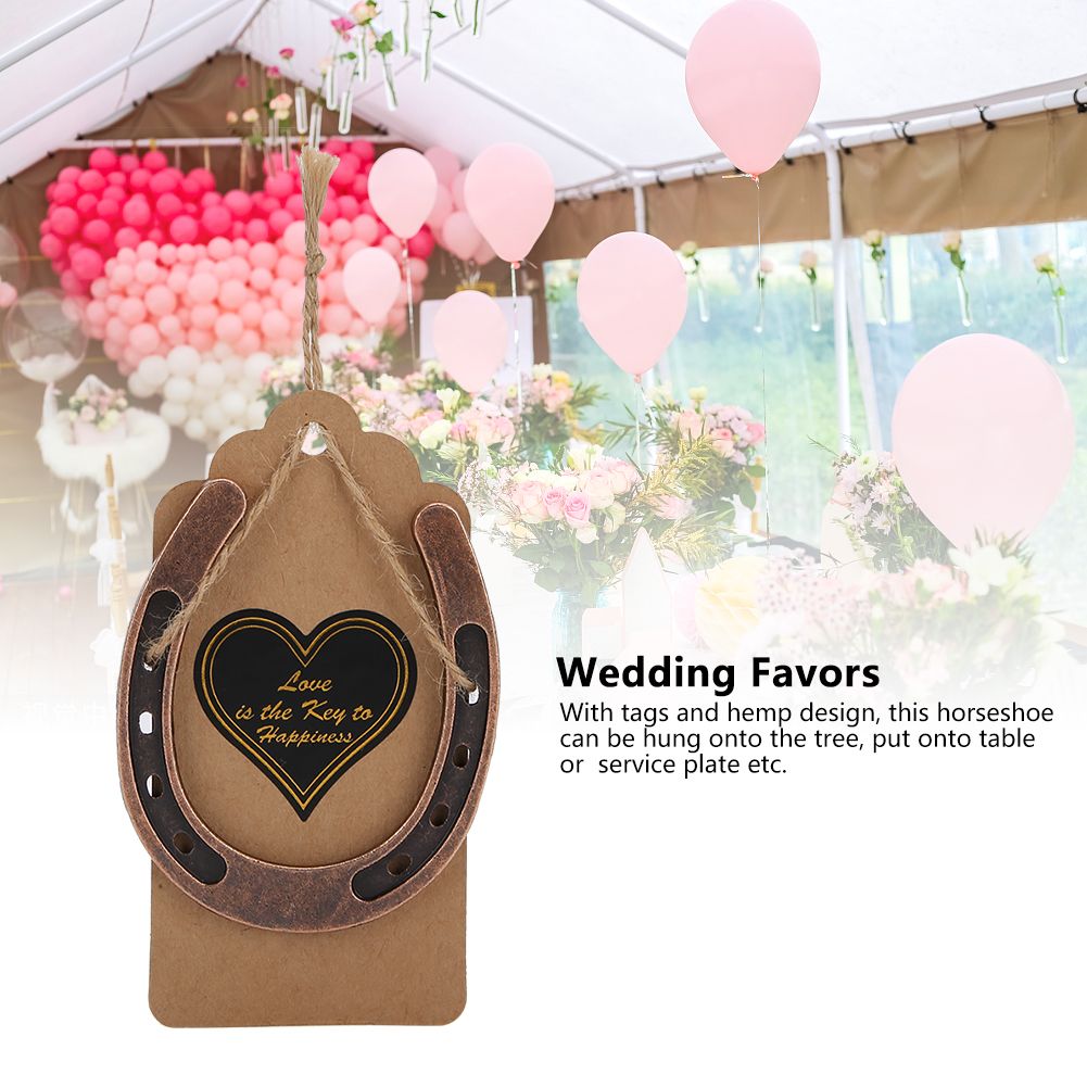 Metal Horseshoe Pendant Wedding Favors with Kraft Tags Wedding Decorations view 9