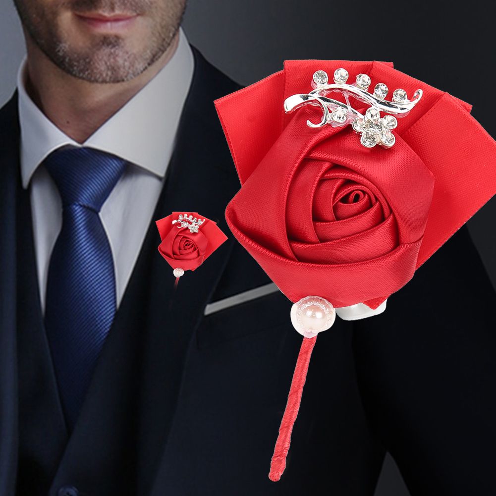 4Pcs Exquisite Ribbon Wedding Corsage Brooch Bridesmaid Artificial Chest view 4